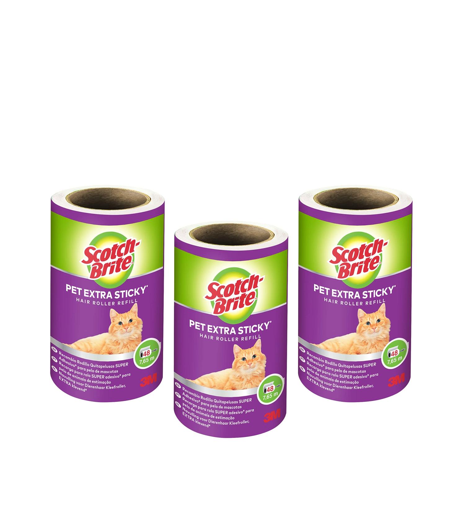 Scotch-Brite Pet Extra Sticky Lint Roller - 3 Rolls 144 Layers | Best for Dog & Cat Hair Removal | International Shipping Available - Buy Online on SooperMarket.com