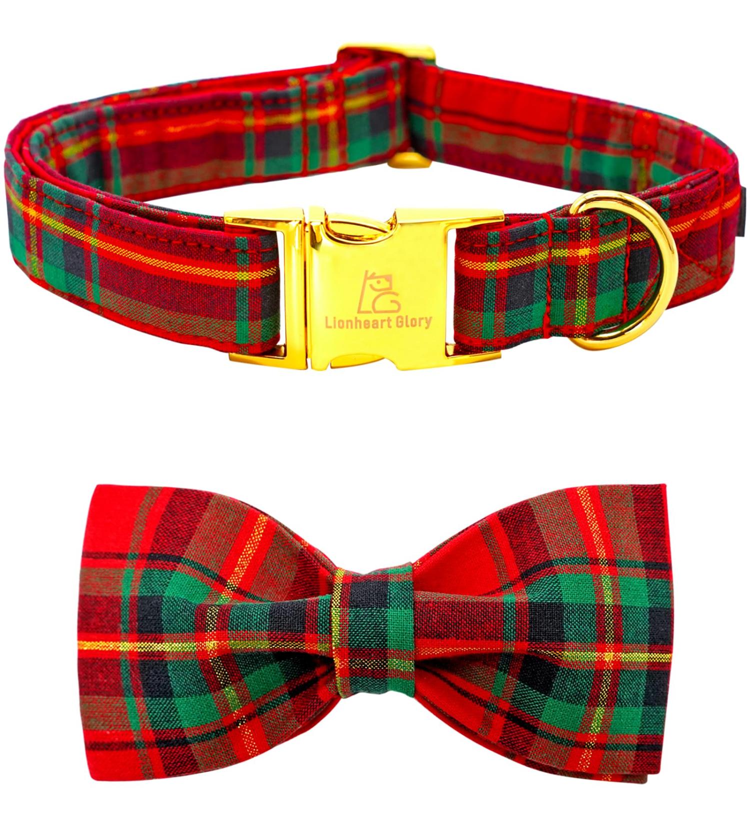 Shop Lionheart Glory Christmas Checkered Dog Collar & Bowtie - Adjustable X-Large Red-Green Dog Collar for Big Dogs - Comfortable & Stylish Dog Shoe Collar - Buy Online on SooperMarket.com