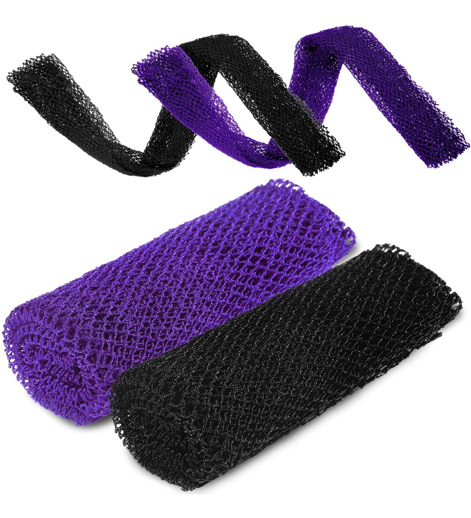 African Exfoliating Bath Sponge Set - Long Net Scrubber for Shower & Body - Black Purple - Daily Use or Stocking Stuffer - Buy Online on SooperMarket.com