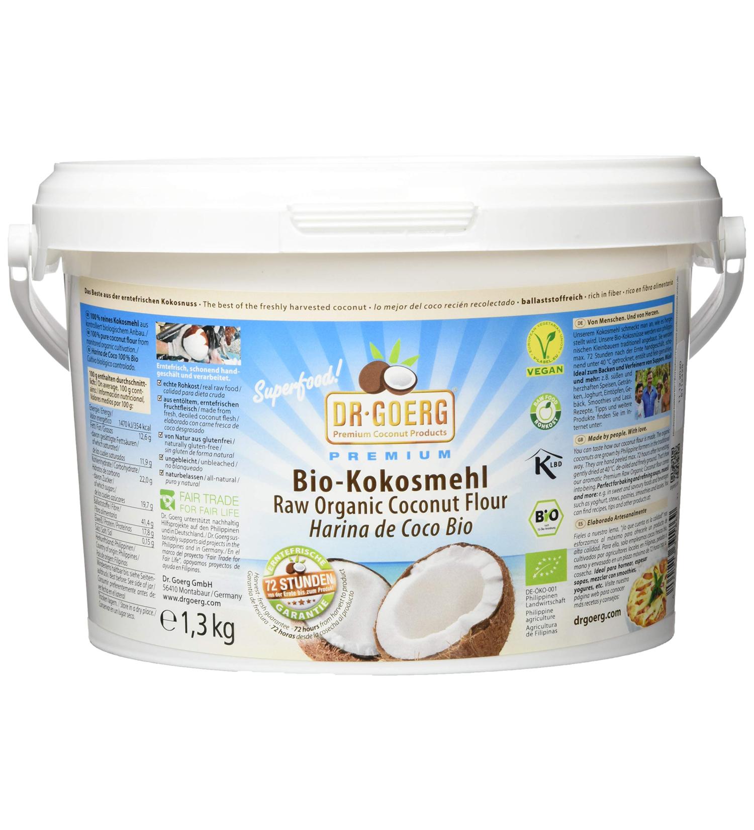 Dr. Goerg Premium Organic Coconut Flour - 1300g | Gluten-Free High Fiber International Shipping - Buy Online on SooperMarket.com