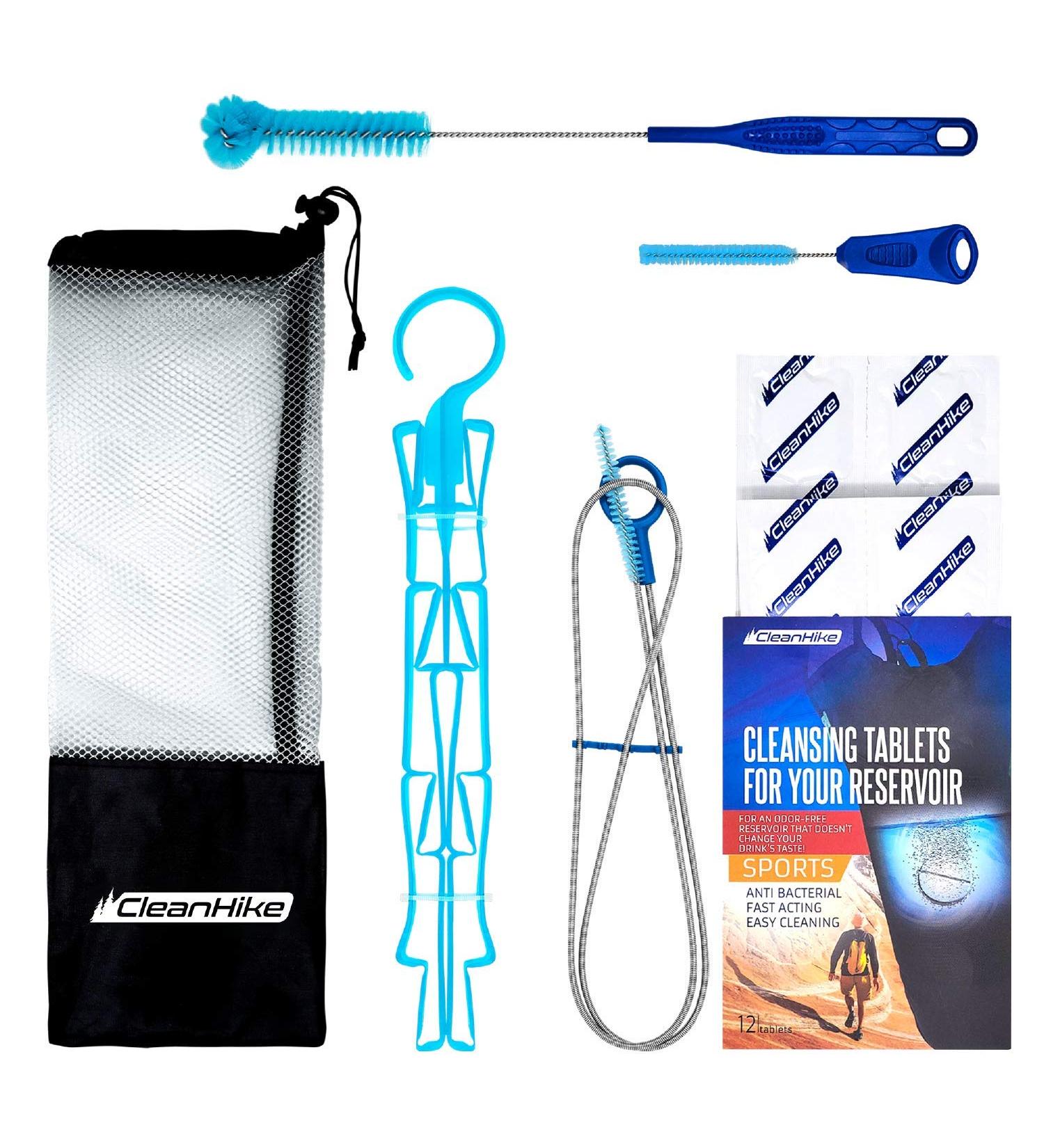 Reservoir Hydration Bladder Cleaning Kit - 6-In-1 Cleaner Set with Brushes, Tablets, and Carry Pouch - Buy Online on SooperMarket.com