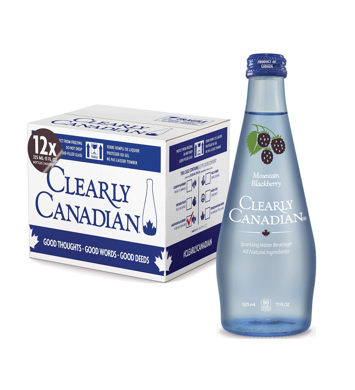 Clearly Canadian Mountain Blackberry Sparkling Spring Water - 12 Bottles x 325mL Case, Natural & Carbonated Seltzer Water - Buy Online on SooperMarket.com