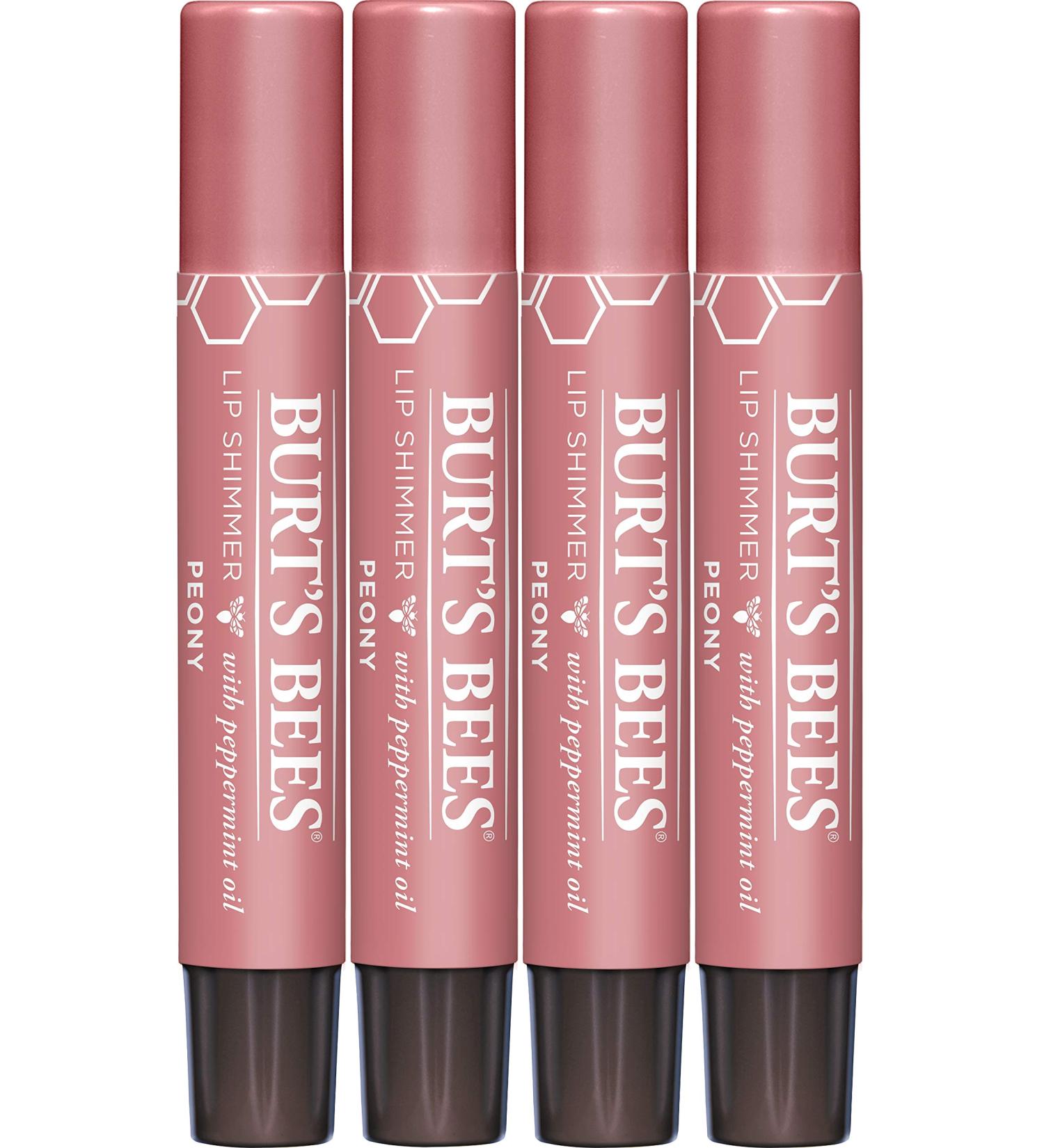 Burt's Bees Lip Shimmer 4-Pack Peony - Moisturizing Lip Balm with Vitamin E & Coconut Oil - 100% Natural - 0.09 oz - Buy Online on SooperMarket.com
