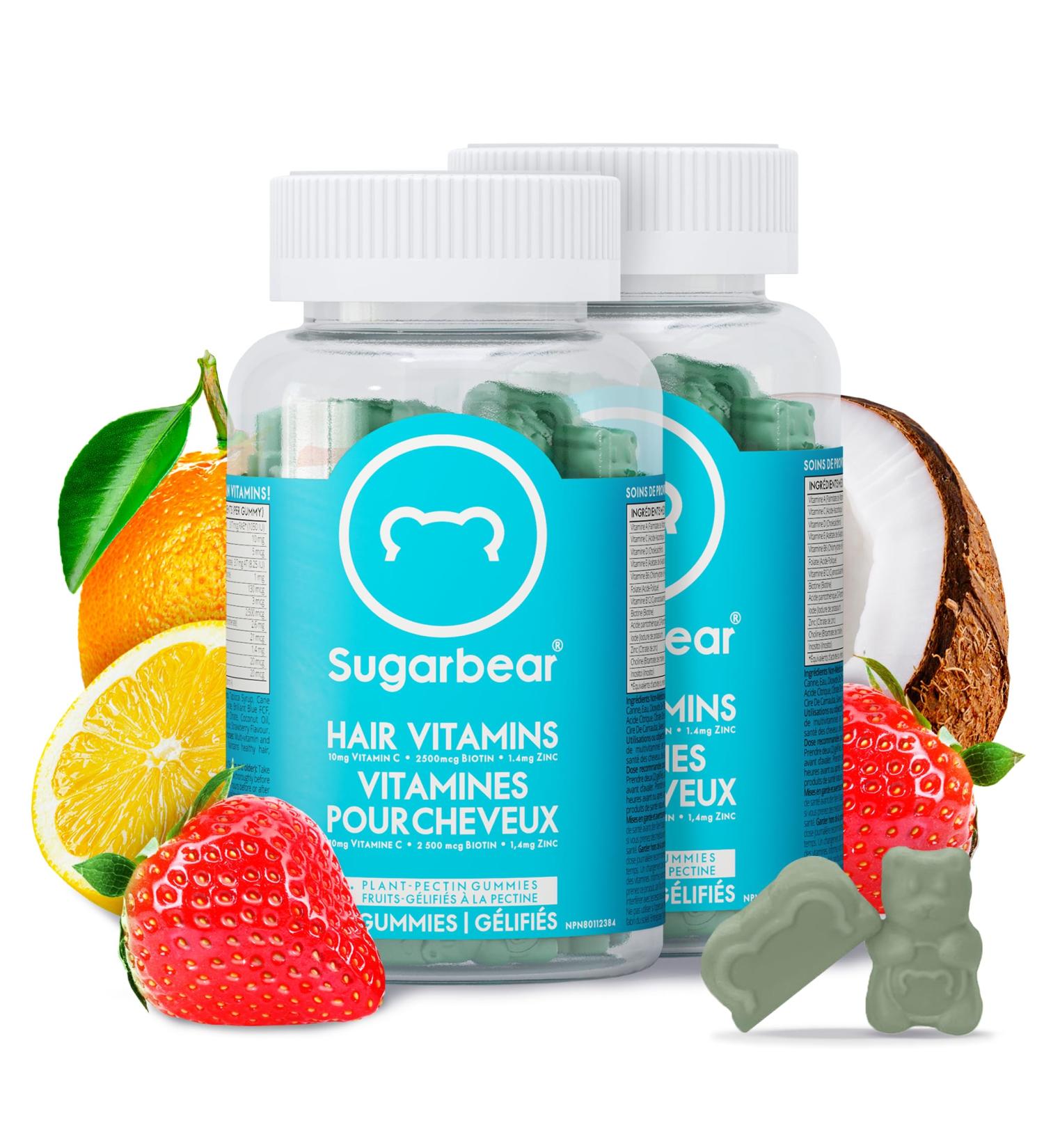 SugarbearPRO Hair Vitamin Longer-Looking Hair Gummy for Women & Men Extra Strength 2500mcg Biotin B12 MSM Inositol Omega 3 Elderberry Growth USA Patent Design Kosher Halal Vegan 2 Month Supply - Buy Online on SooperMarket.com