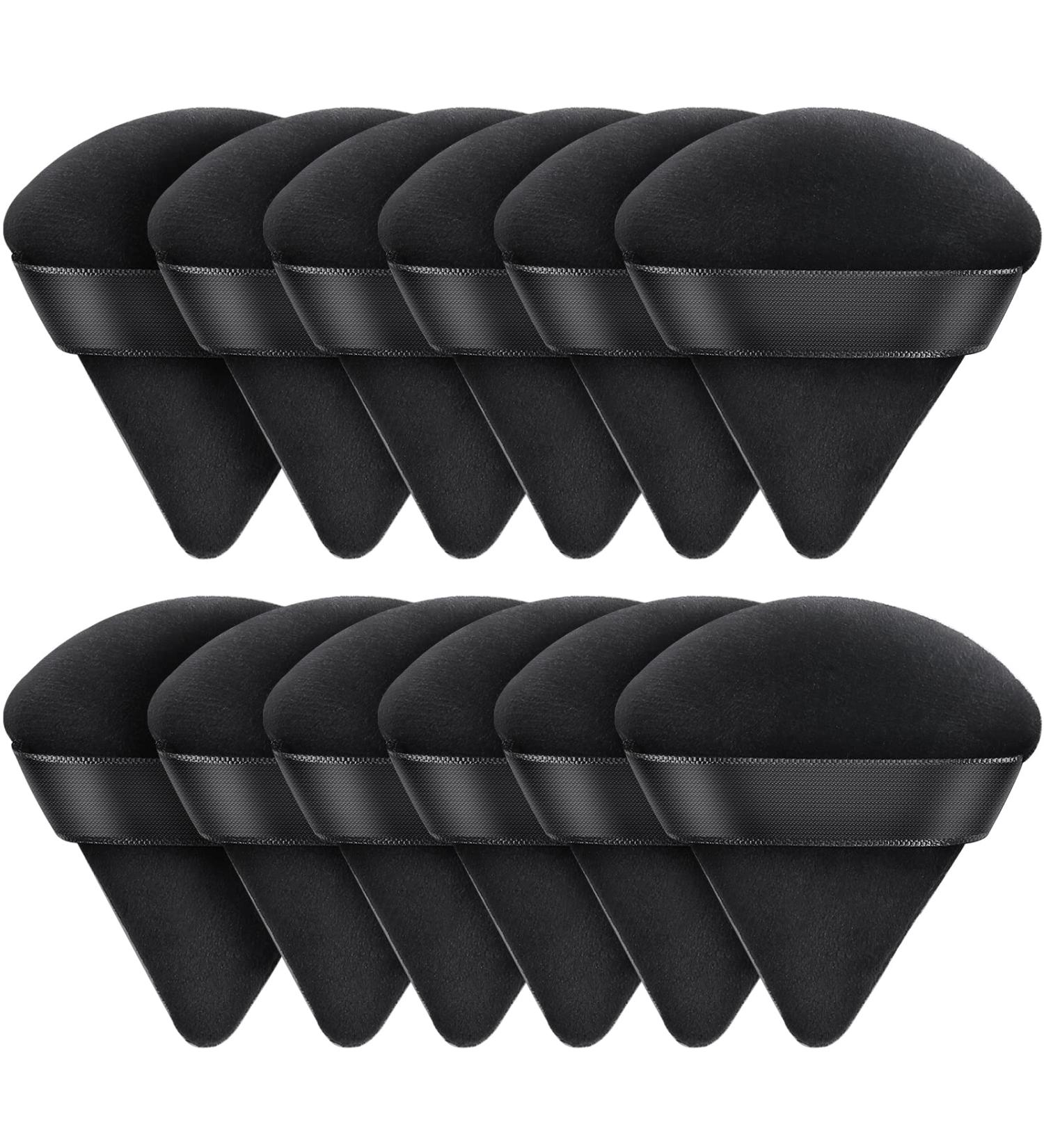 AMMON 12 Pcs Black Powder Puff Set - Soft Velour Makeup Sponge Puffs for Loose Mineral Powder, Cosmetic Body Contouring Tools - Buy Online on SooperMarket.com