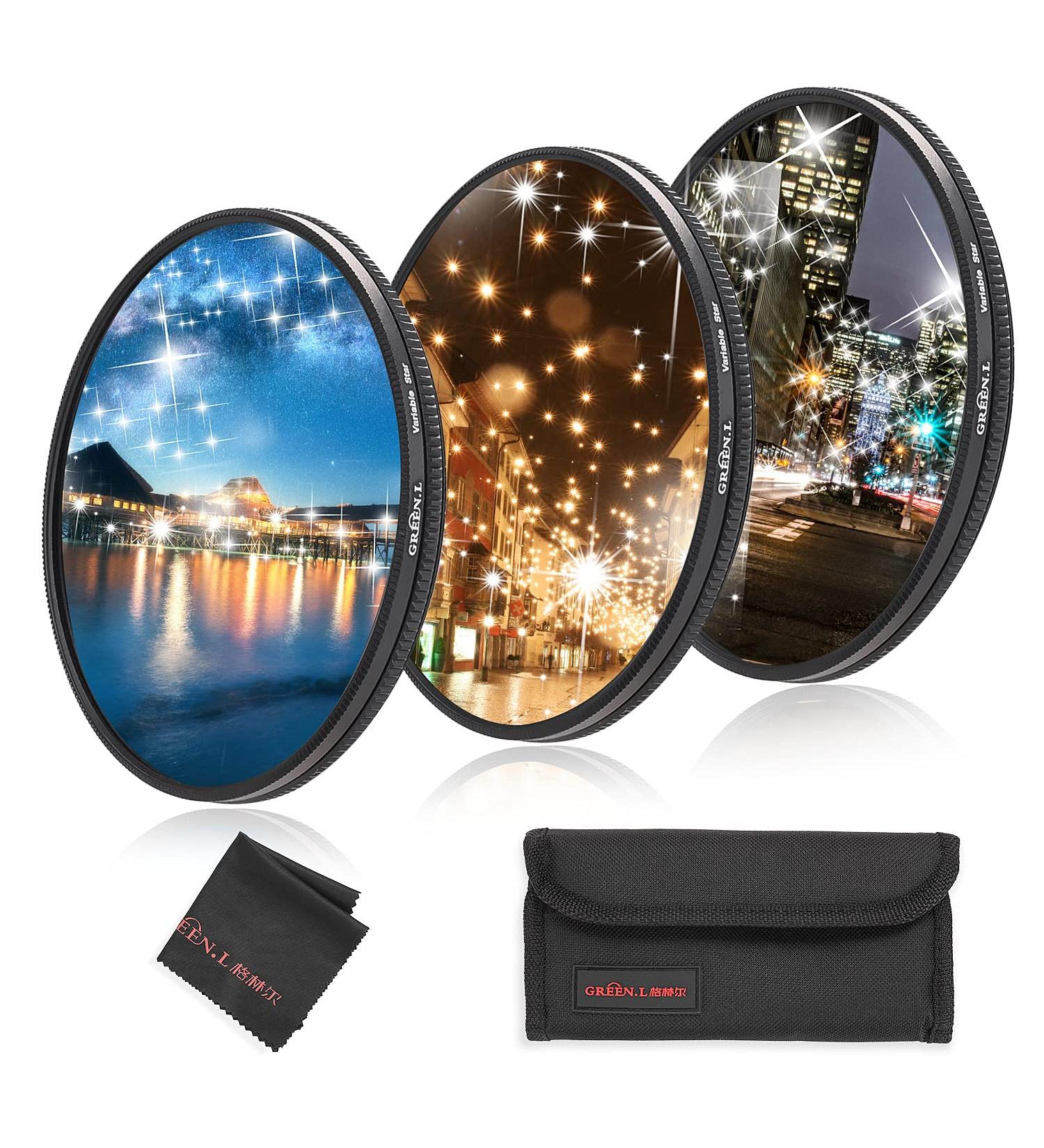 58mm Star Filter GREEN.L 2nd Gen Slim Variable Starburst Filter - 4/6/8 Points + Cleaning Cloth & 2 Slot Filter Pouch - Buy Online on SooperMarket.com