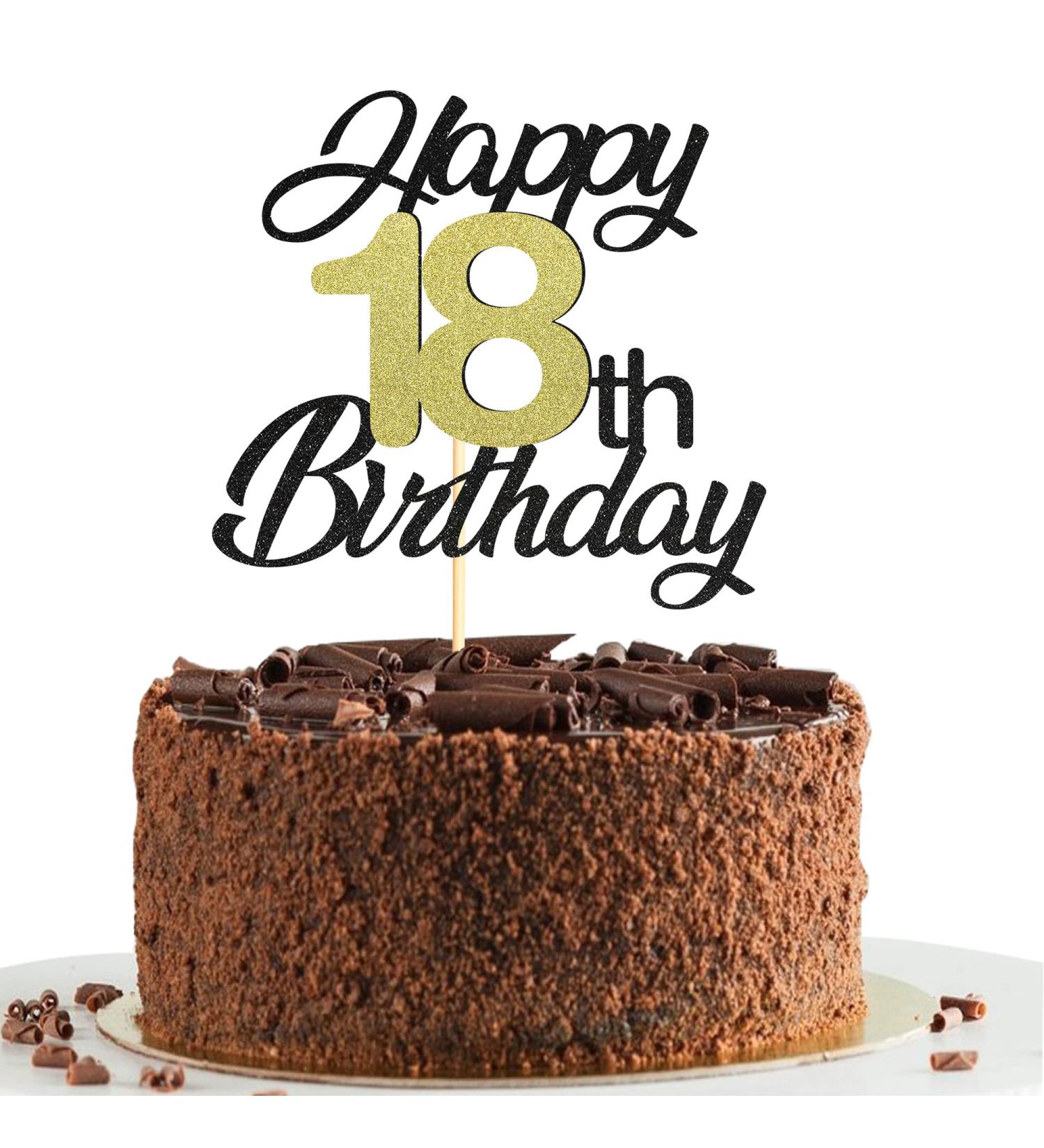 Shop Sumerk 18th Birthday Cake Attachments | Gold & Black Party Decorations | Perfect for Birthday Celebrations - Buy Online on SooperMarket.com