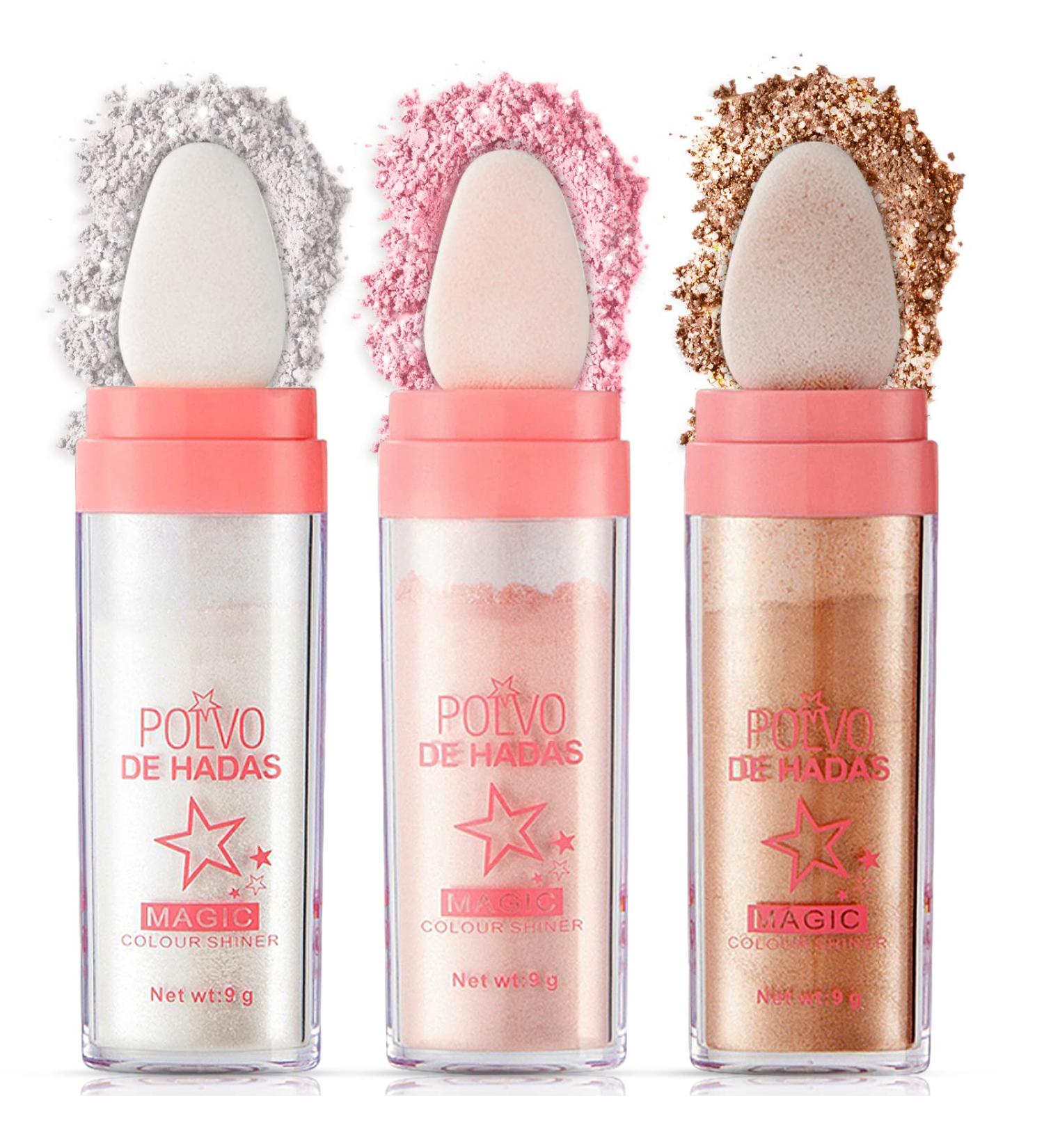 Ofanyia 3pcs Highlighter Powder Stick | Fairy Dust Highlight Powder for Face Eyes Lips & Body Glow | Shimmering 3D Sparkle Makeup - 3 Colors 9g - Buy Online on SooperMarket.com