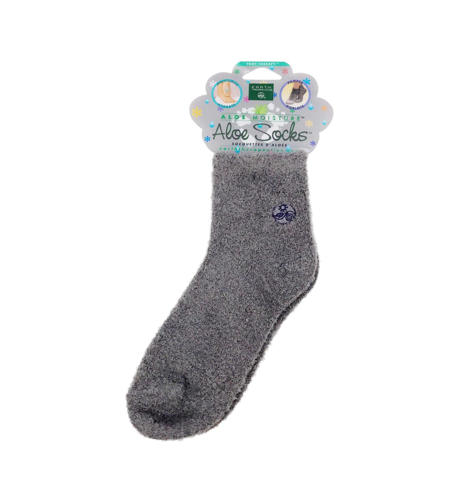 Earth Therapeutics Aloe Socks - Grey 1 Pack | Comfort & Moisture-Enhancing Foot Care - Buy Online on SooperMarket.com