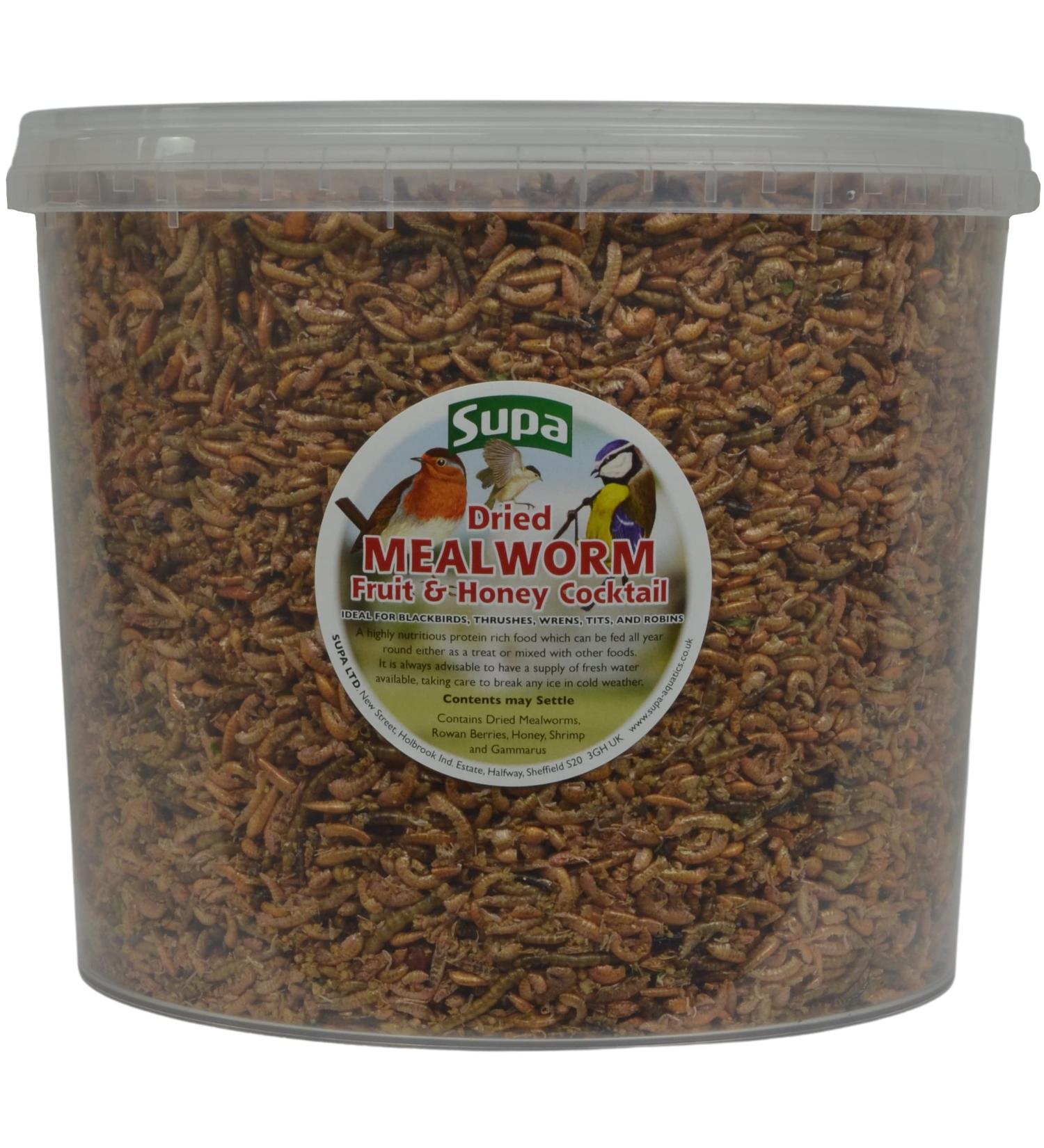 Supa Dried Mealworm Fruit & Honey Cocktail Mix for Wild Birds 3 Litre Bucket - High Energy Protein Rich Treat for Garden Birds - Attract More Birds with Quality Wild Bird Food - Buy Online on SooperMarket.com