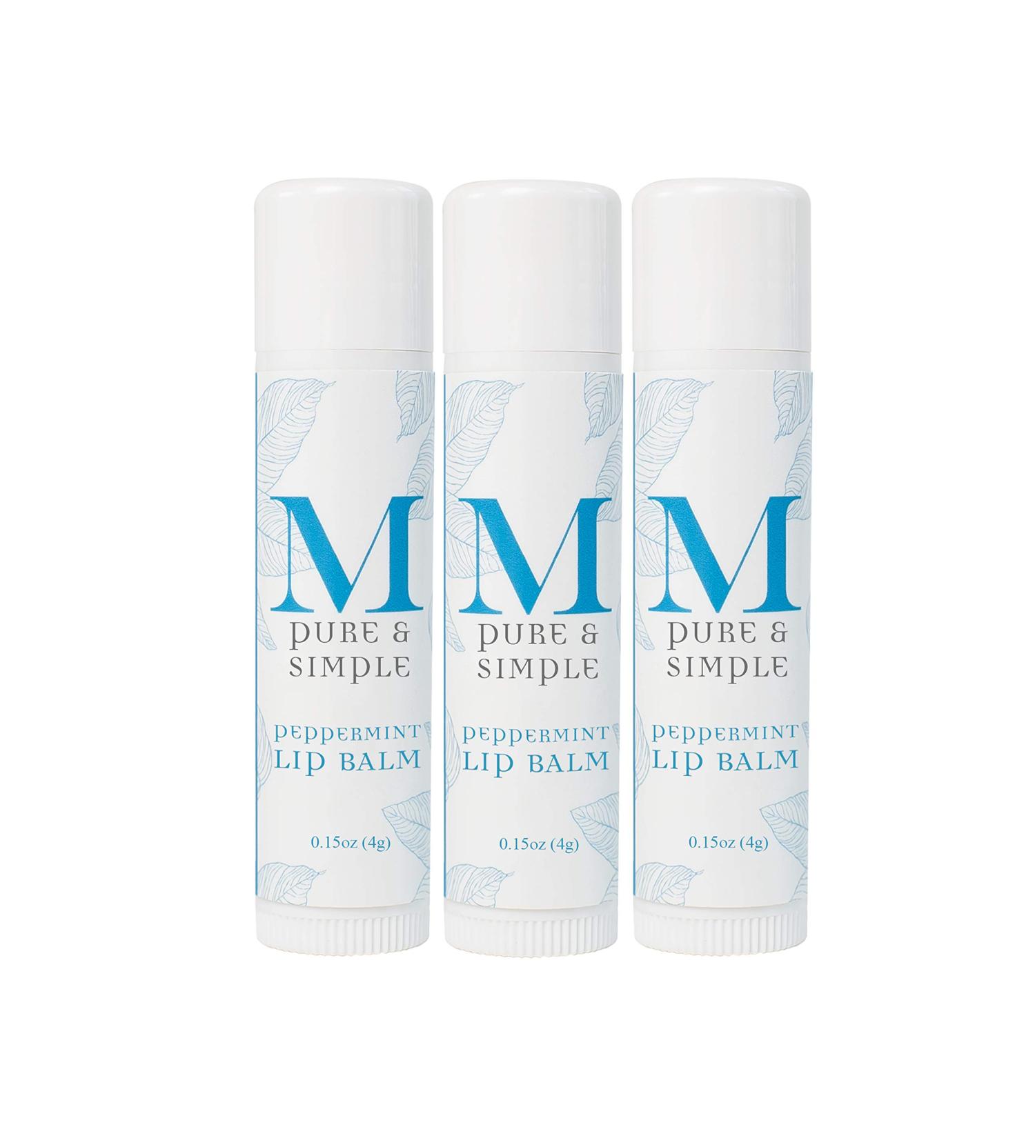 All Natural Peppermint Lip Balm 3 Pack | Organic Ingredients | Hydrating & Soothing | Double Helix Water & Essential Oils - Buy Online on SooperMarket.com