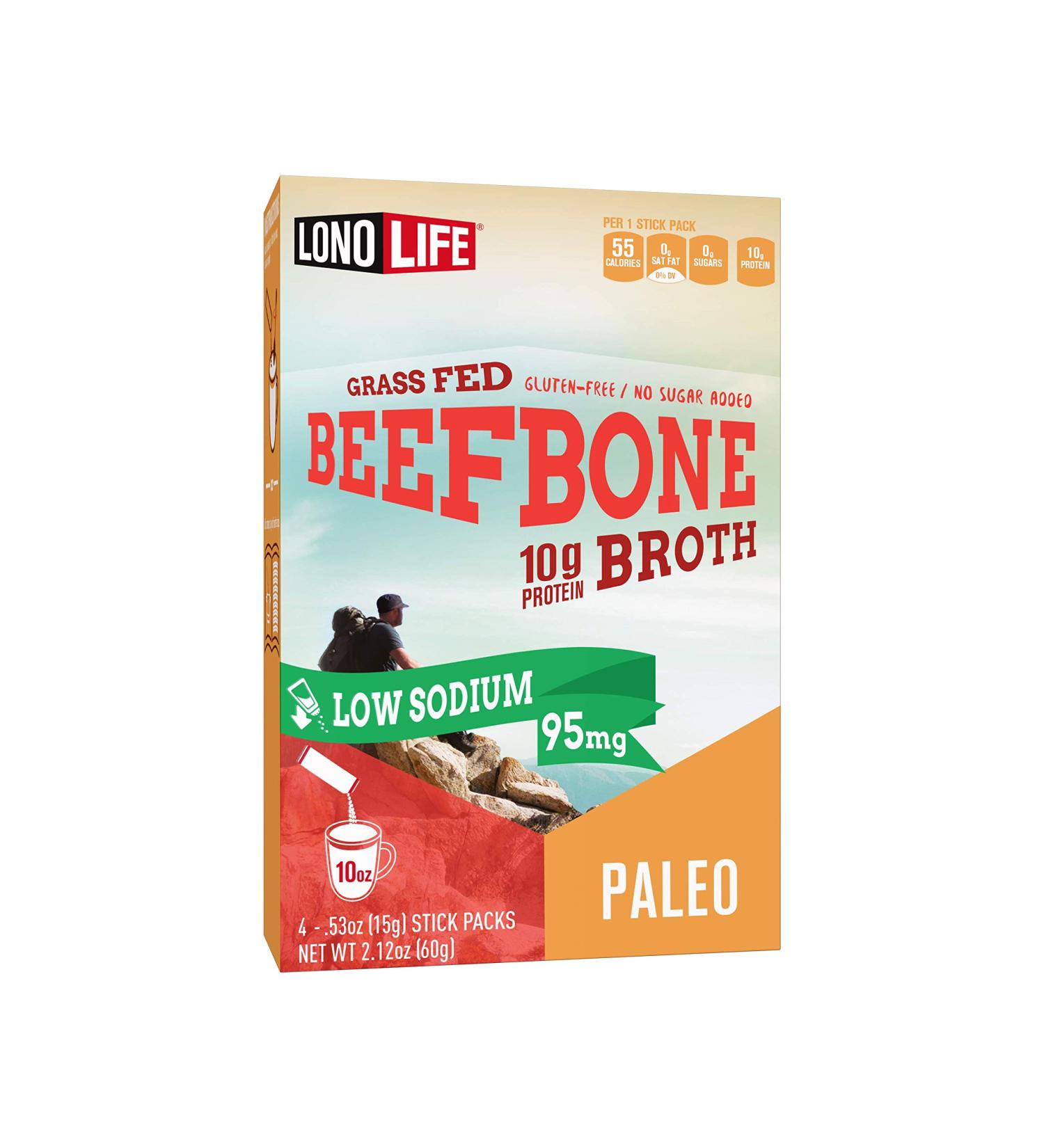 LonoLife Grass-Fed Beef Bone Broth Sticks - Low-Sodium, 10g Collagen Protein, Gluten-Free, Keto & Paleo Friendly - 4 Pack - Buy Online on SooperMarket.com