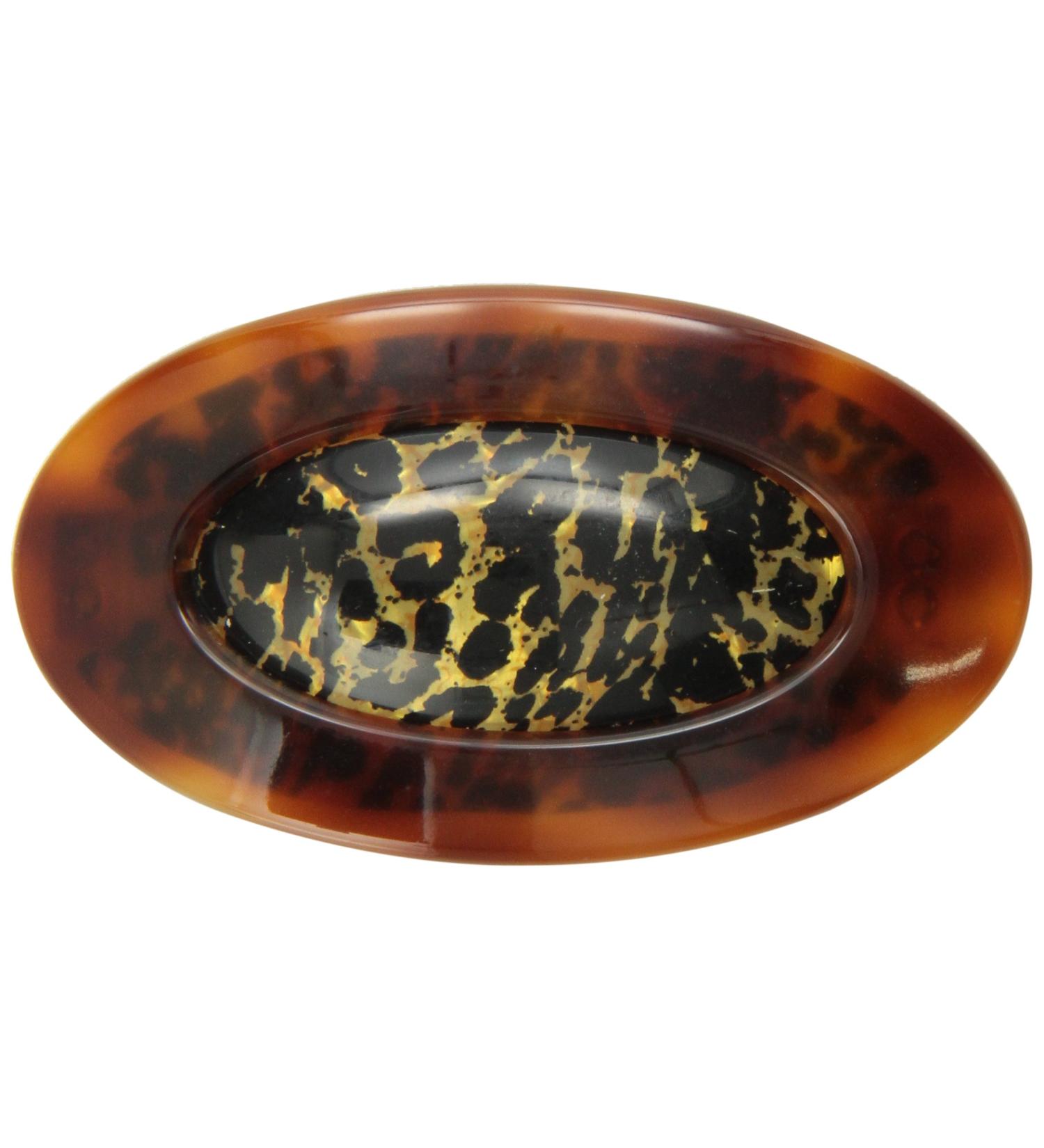 Buy Caravan Large Oval Handmade Soft Animal Insert Barrette - Tortoise Shell Border | International Shipping Available - Buy Online on SooperMarket.com