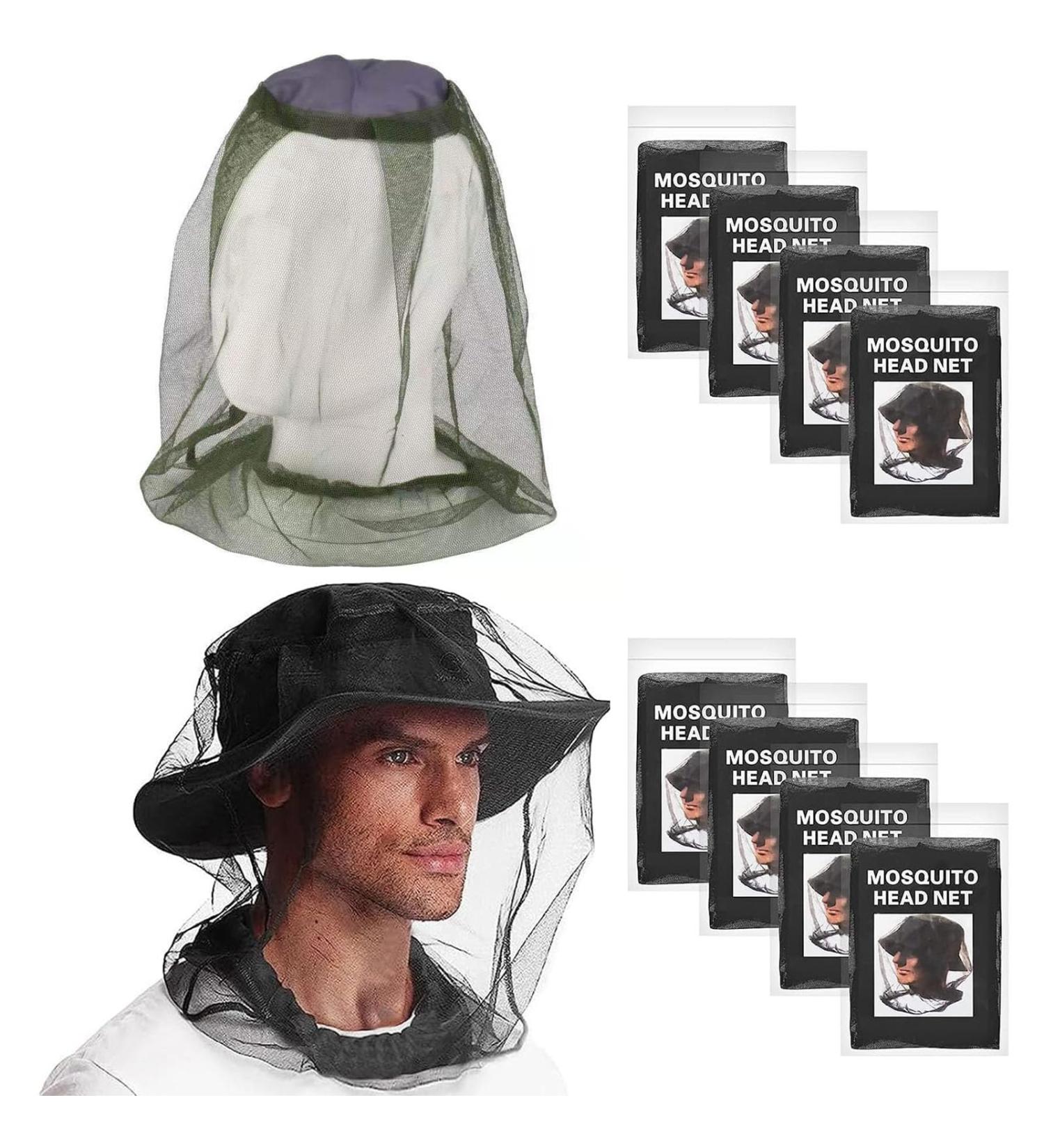 DOKLY 8 Pack Mosquito Net Head Face Mesh Cover Anti Bee Bug Insect Mosquito Bits Mesh Hat Mask Face Protector for Outdoor Camping Hiking(Black + Green) - Buy Online on SooperMarket.com