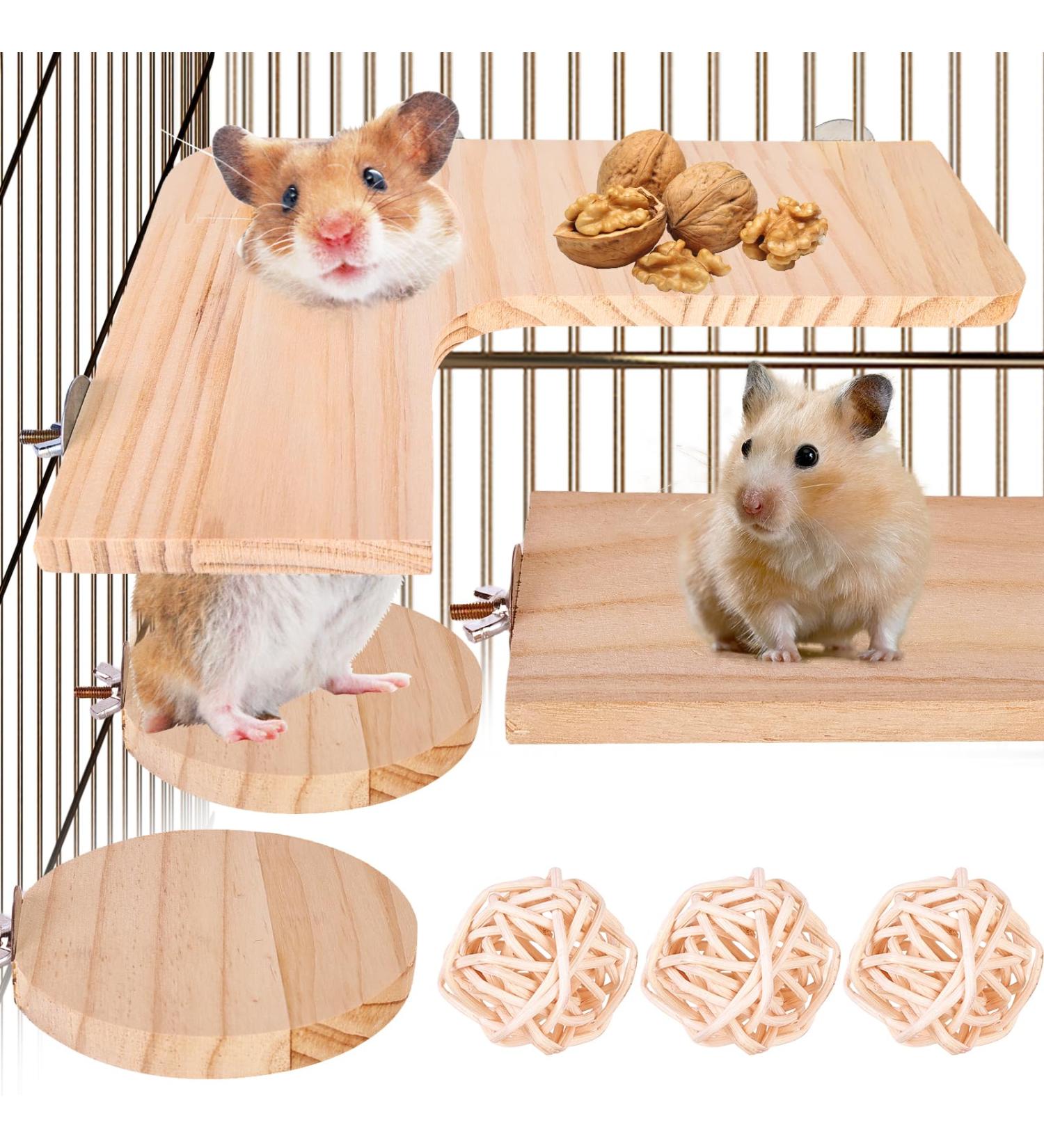 4-Piece Hamster Accessories Set | Hamster Pedal & Jumping Board with 3 Balls | Ideal for Guinea Pigs Chinchillas and Rabbits - Buy Online on SooperMarket.com