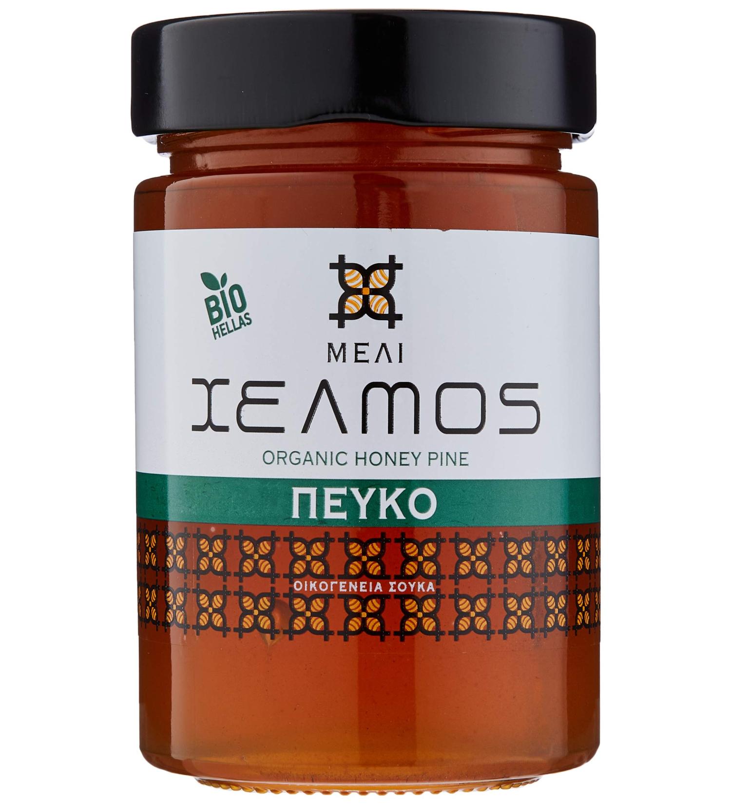 Helmos Greek Organic Pine Honey 450 g - Buy Online on SooperMarket.com