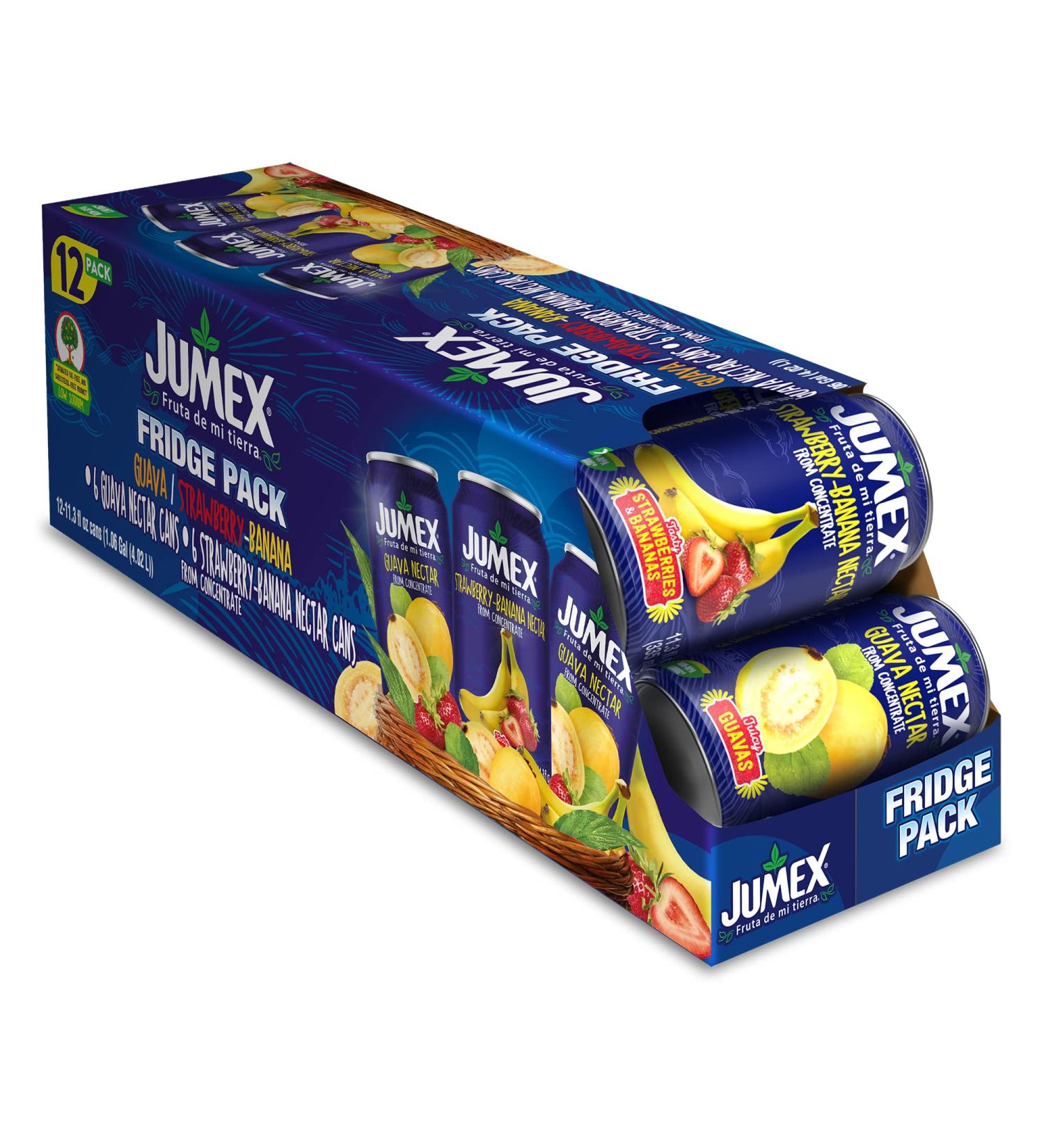 Jumex Guava & Strawberry-Banana Nectar Fridge Pack | 11.3 Fl Oz (Pack of 12) | Recyclable Cans, Non-BPA Lining - Buy Online on SooperMarket.com