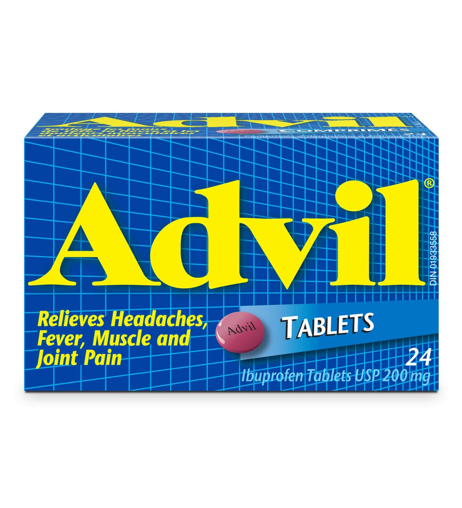 Advil Tablets (24 Count) 200 mg ibuprofen Temporary Pain Reliever / Fever Reducer - Buy Online on SooperMarket.com