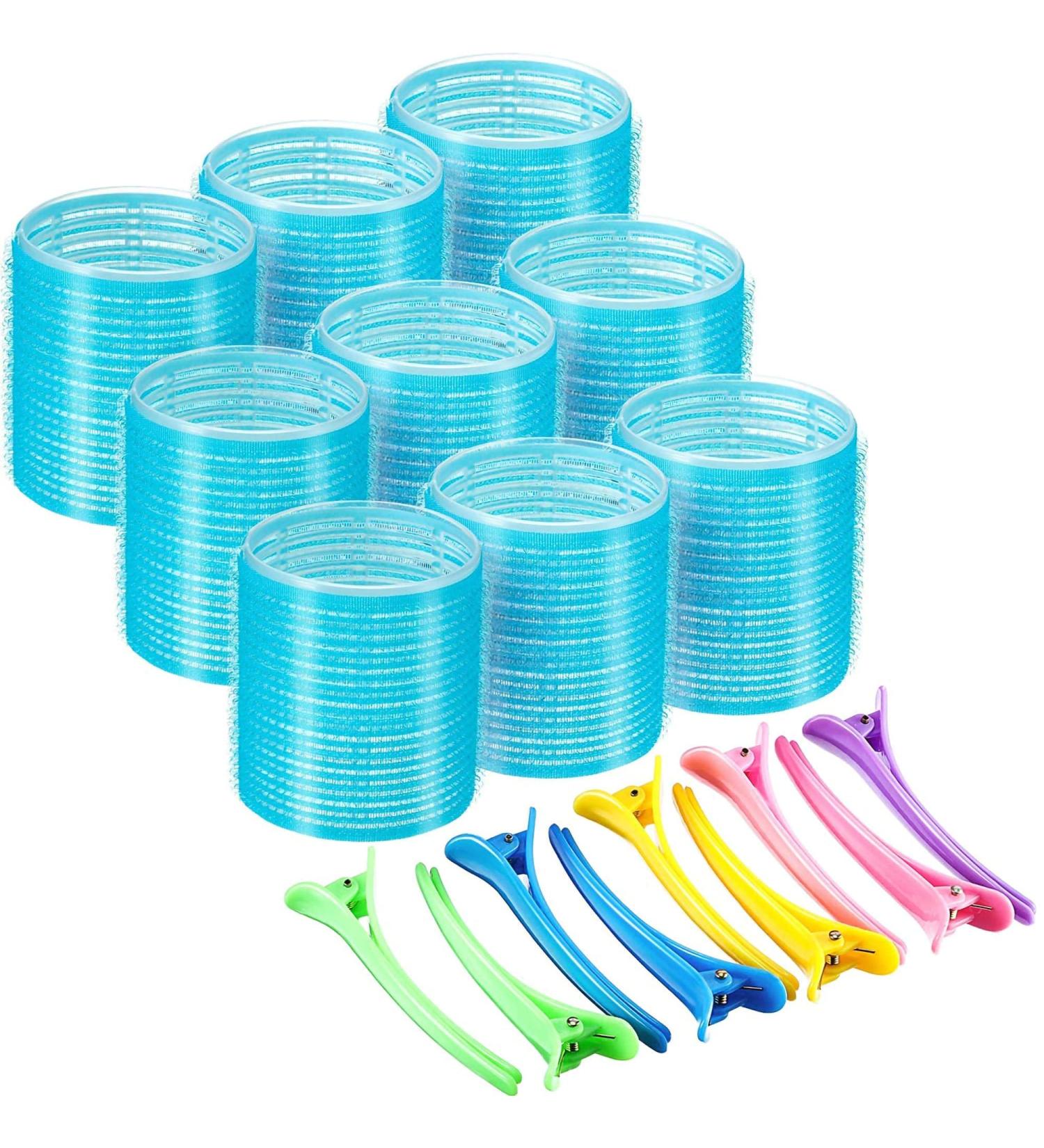 55mm Self Grip Hair Rollers Set - 18 Pieces with Duck Teeth Hair Clips for Women & Men - Buy Online on SooperMarket.com