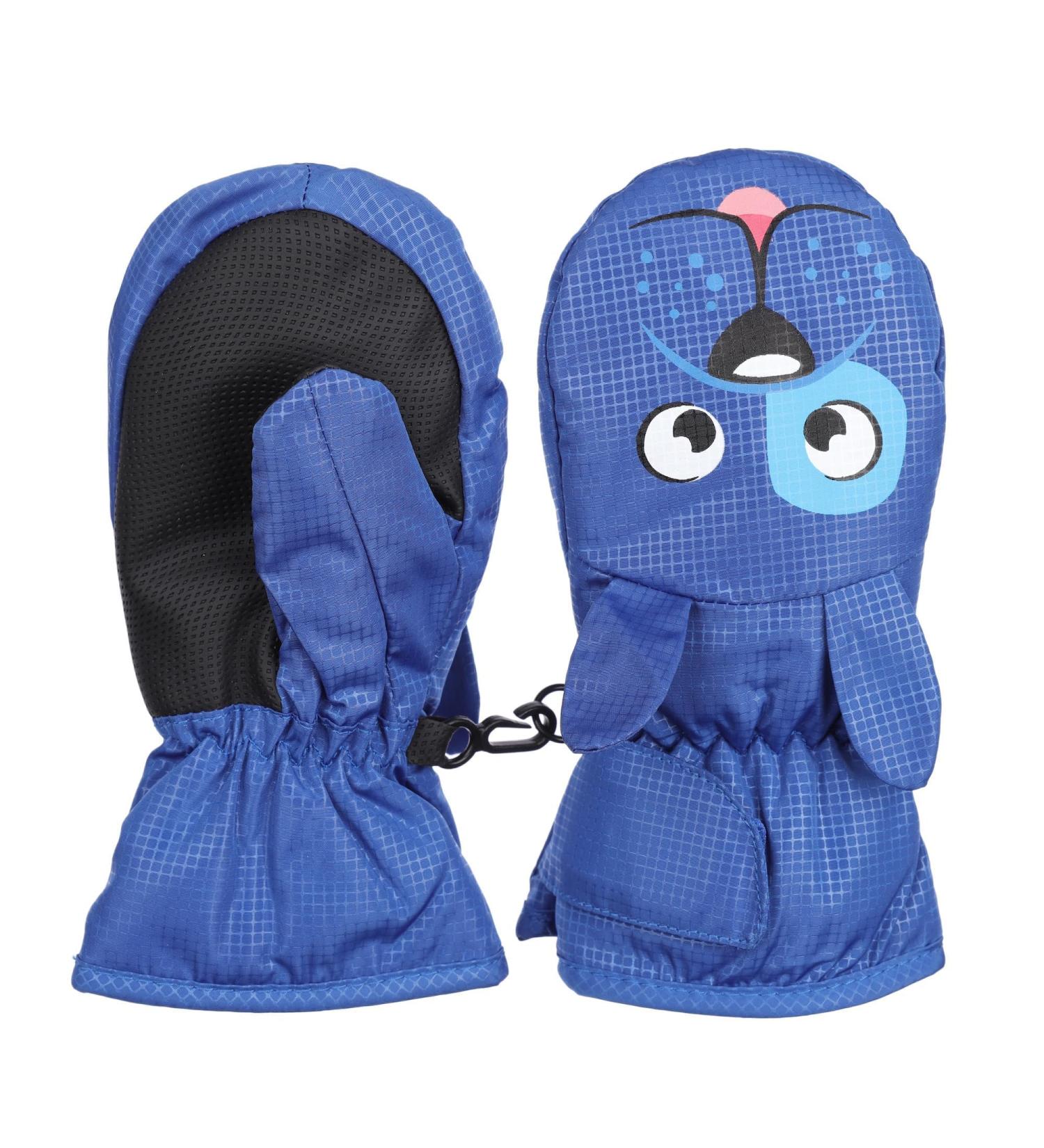Waterproof Kids Winter Mittens - Blue Dog Print, Size L (Age 7-9) | Fleece Lined Thermal Gloves for Skiing, Snowboarding, Cycling | Ages 1-9 Boys Girls - Buy Online on SooperMarket.com