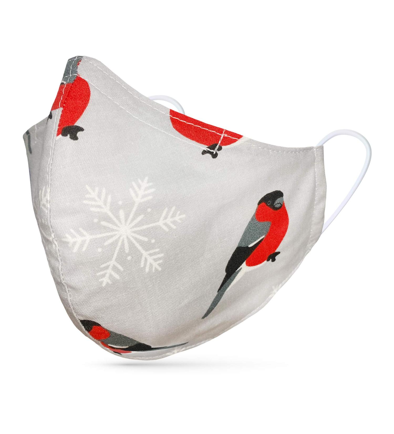 Dance Pattern Washable Cotton Face Mask for Kids & Adults - 2-Layer with Nose Bracket & Filter Bag - Oeko-Tex Standard 100 - Gray Red Birds - International Shipping Available - Buy Online on SooperMarket.com