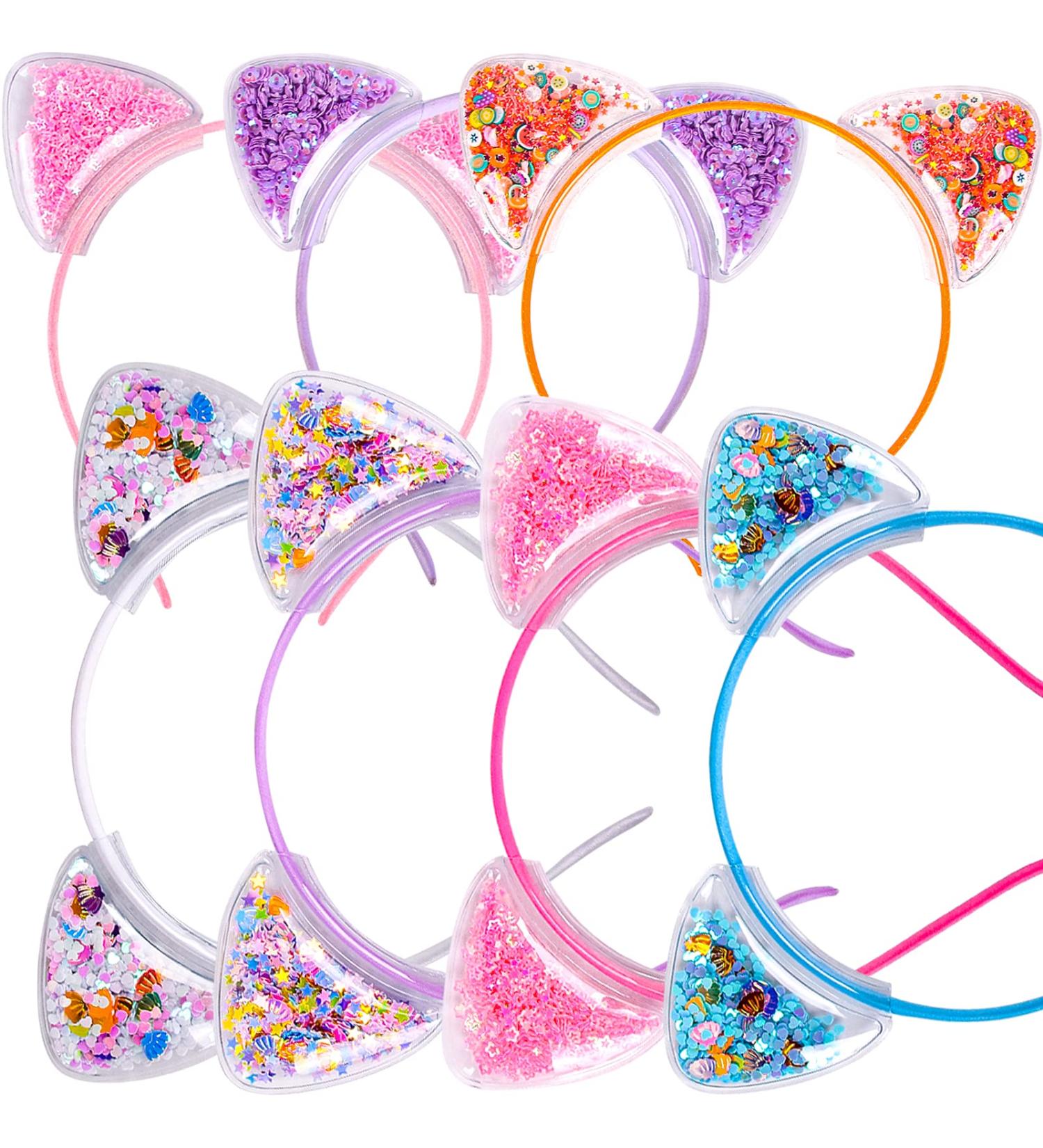 Fishdown Cute Cat Ears Headbands Set for Girls - Non-slip Transparent Quicksand Design (7pcs Per Pack, Color-1) - Buy Online on SooperMarket.com