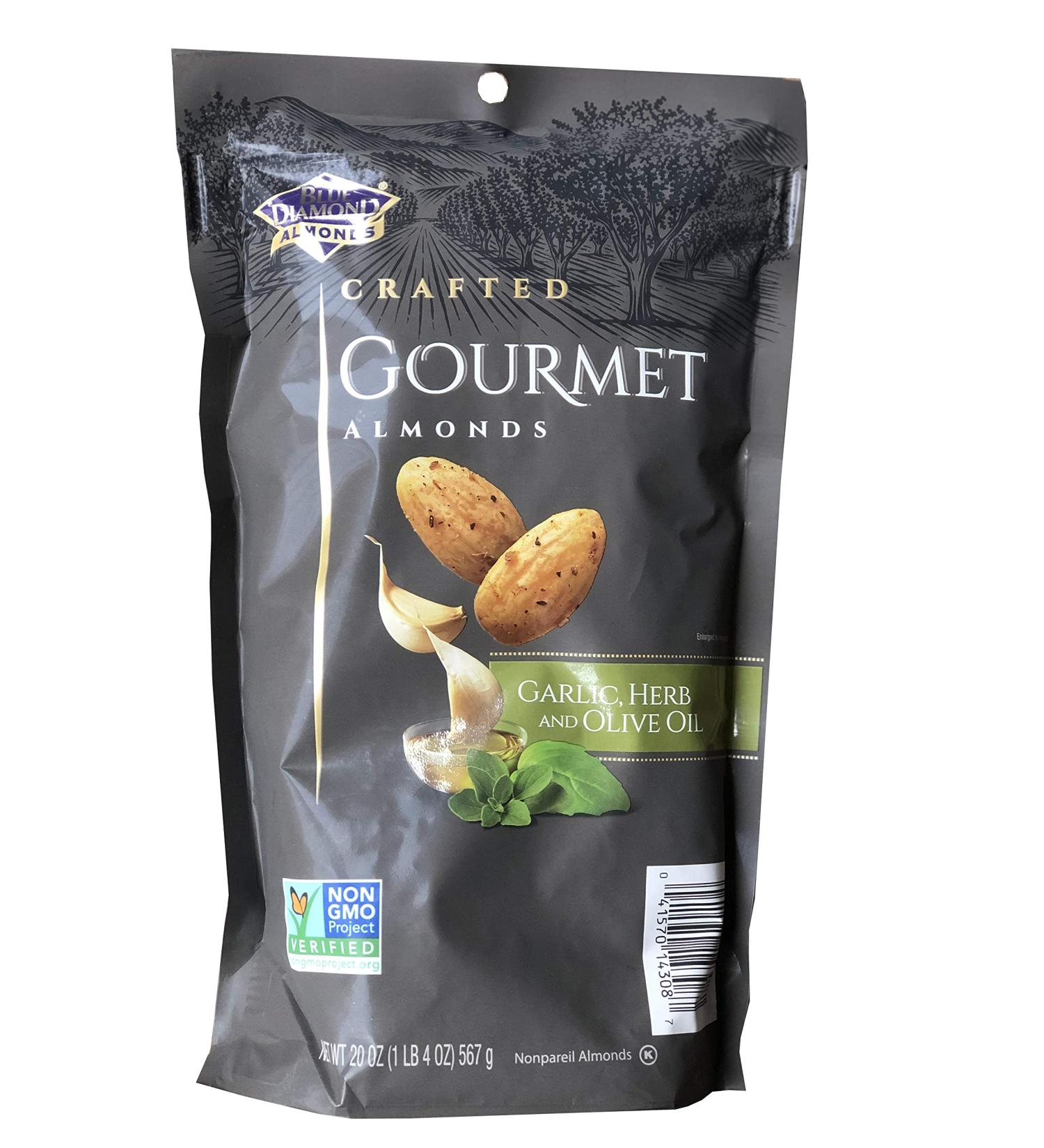 Blue Diamond Almonds Garlic Herb & Olive Oil 20 OZ - Natural, Kosher, Vegan, Yeast-Free - Buy Online on SooperMarket.com