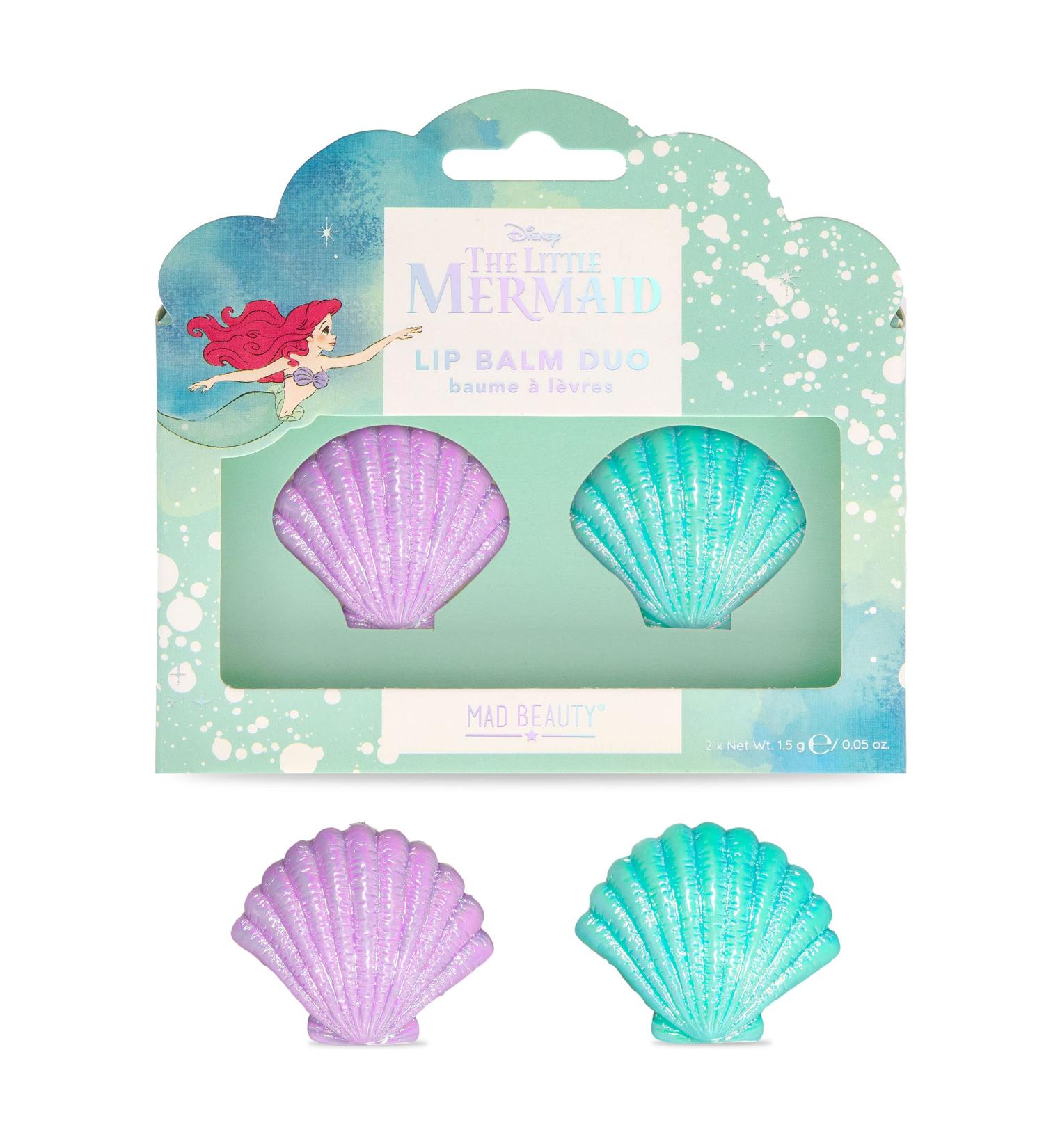 Disney The Little Mermaid Lip Balm Duo 2-Pack - Strawberry & Blueberry Flavors for Soft, Hydrated Lips | Cute Shell-Shaped Pots | Moisturizing Gift Set - Buy Online on SooperMarket.com