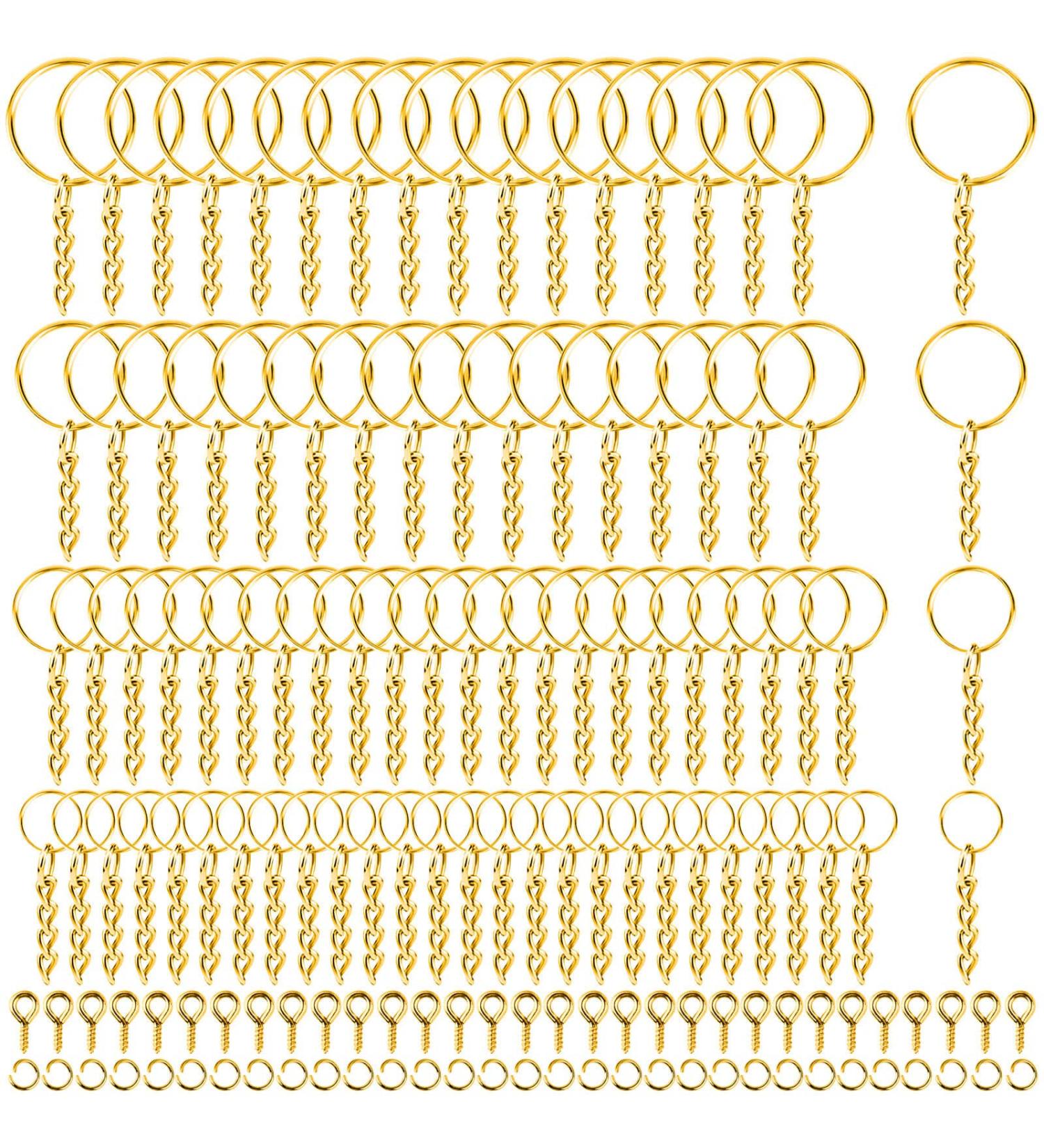 Shynek 360PCS Gold Keychain Rings with Jump Rings and Screw Eye Pins - Perfect for Resin Crafts and Jewelry Making - Buy Online on SooperMarket.com