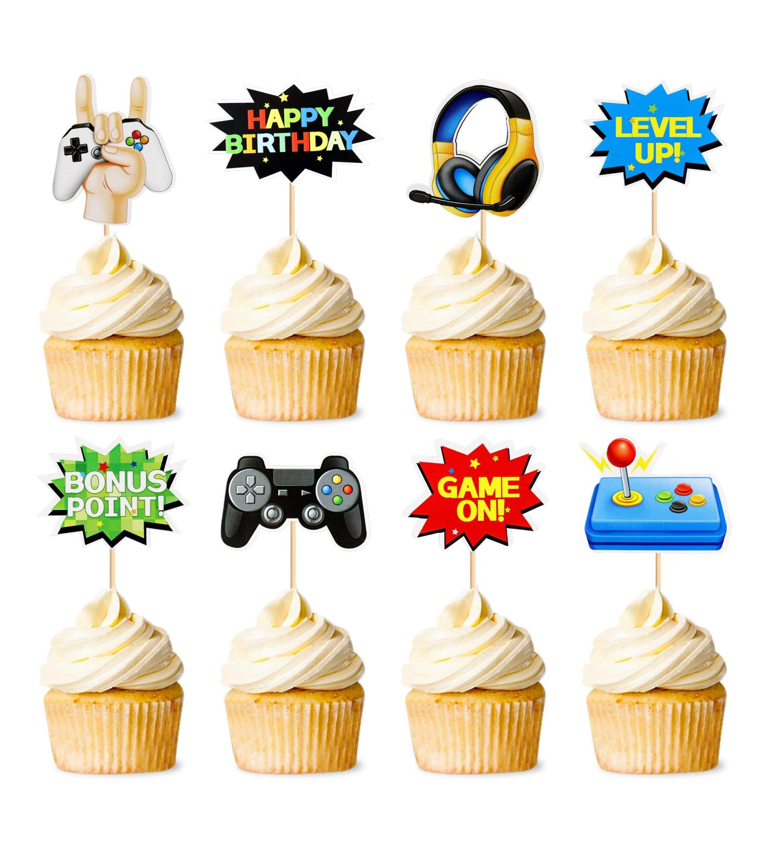 Cyodoos 40 PCS Video Game Cupcake Toppers for children's game decoration themed baby shower birthday party cake decoration supplies favorite for birthday fan parties - Buy Online on SooperMarket.com
