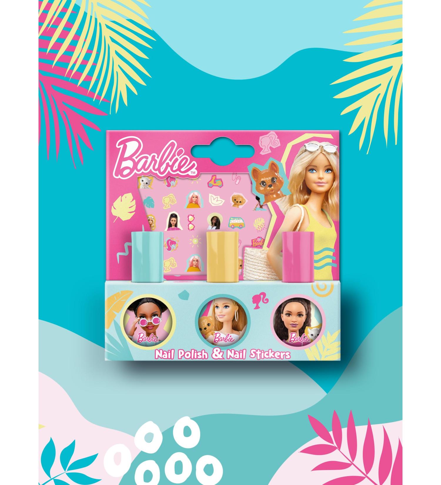 Barbie Children's Nail Varnish & Stickers Gift Set - Non-Toxic - Waterbase Polish - Peelable varnish - Gift - Buy Online on SooperMarket.com