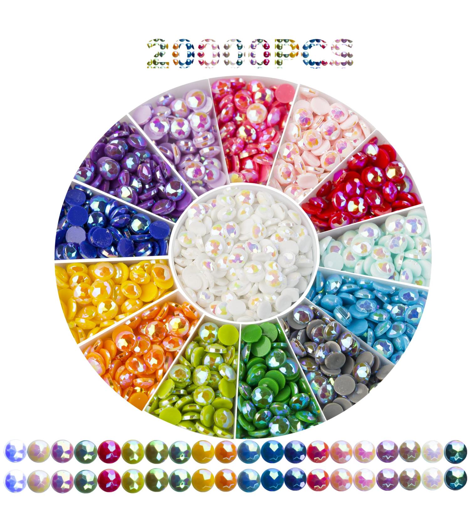 AB Diamond Painting Beads 5D Accessories - 20 Colors Round Drills & Rhinestones for Craft - 2.8MM/20000PCS - Buy Online on SooperMarket.com