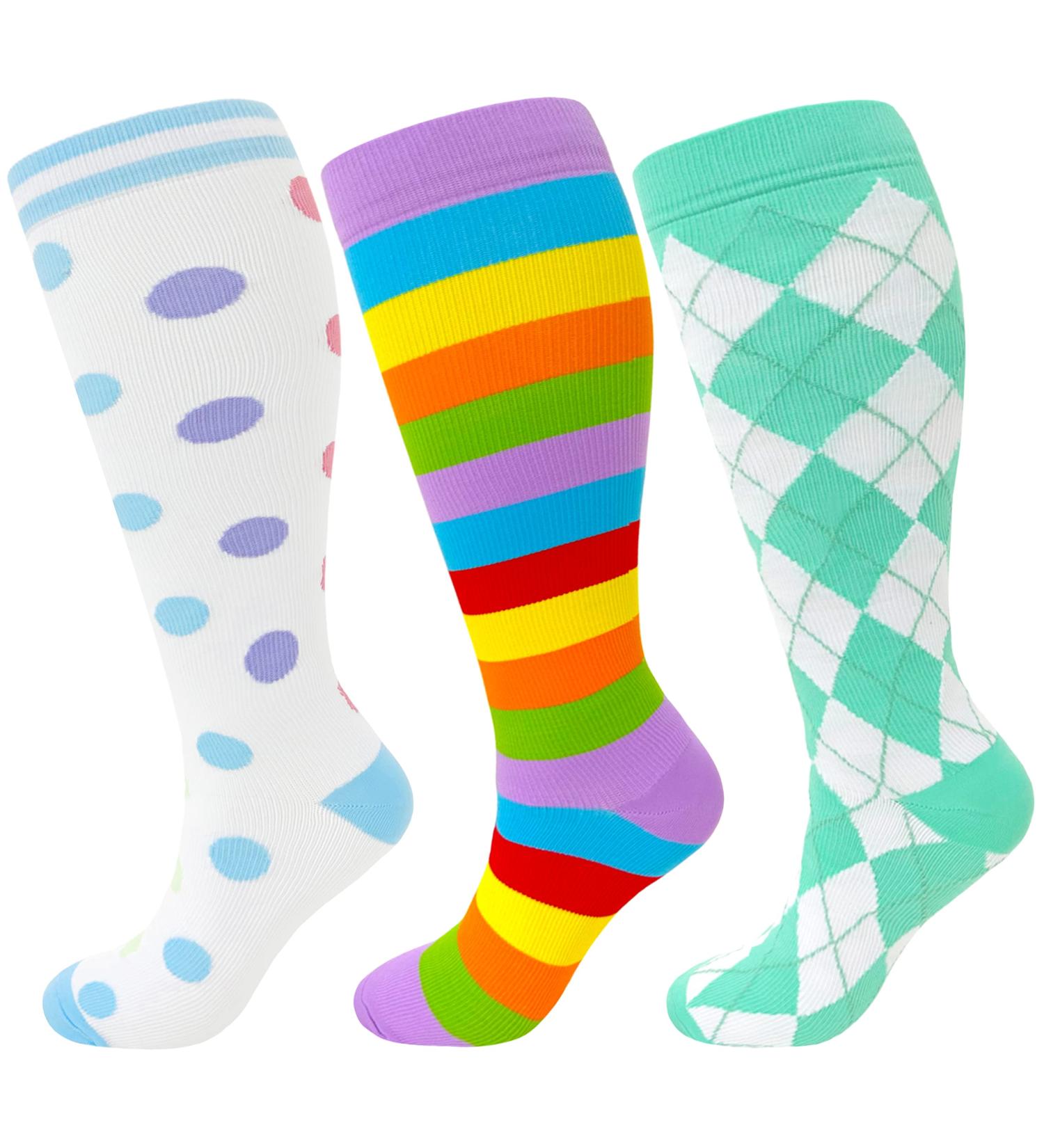 WHOTAY Plus Size Compression Socks Wide Calf for Women 20-30mmHg - Green 3-Pairs XX-Large - Buy Online on SooperMarket.com