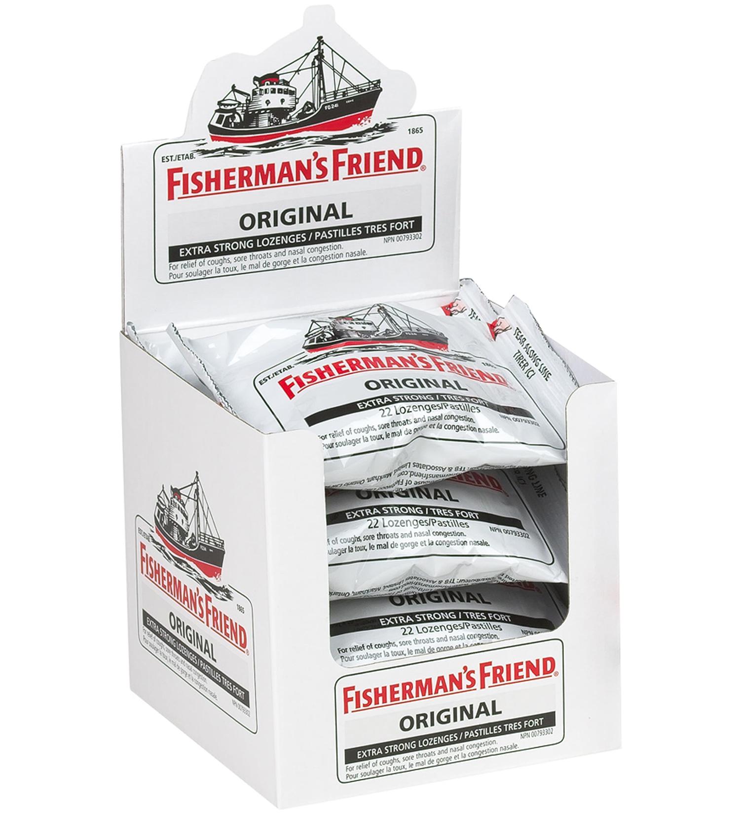 Fisherman s Friend Original Extra Strong | For Temporary Relief of Cough Sore Throat & Nasal Congestion | All Natural | Halal Vegan Kosher & Gluten Free | 8 Packs of 22 Lozenges (176 Total Count) - Buy Online on SooperMarket.com