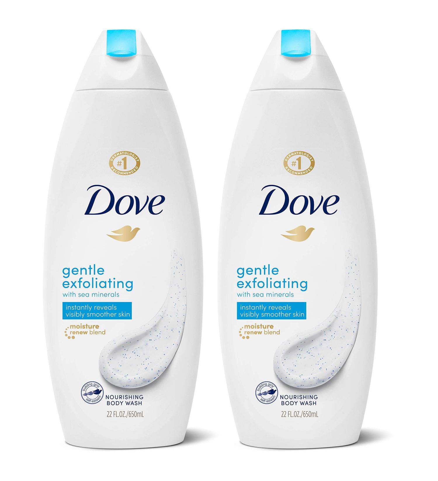 Dove Gentle Exfoliating Body Wash 22oz, Pack of 2 - Visibly Smoother Skin, Washes Away Bacteria, Nourishing Formula - Buy Online on SooperMarket.com