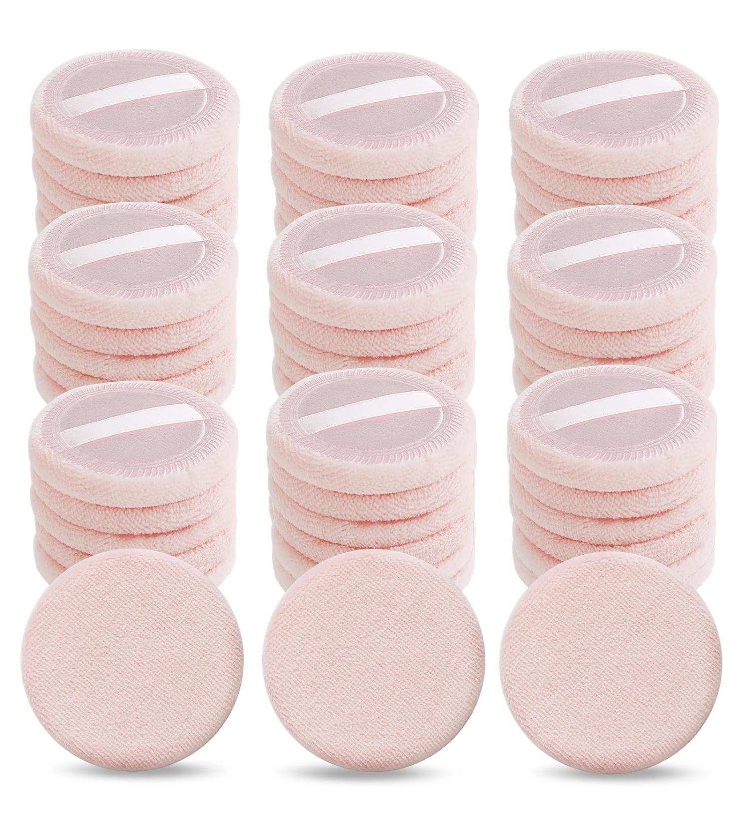 50 Soft Velour Makeup Powder Puffs - Perfect for Loose Setting & Pressed Powder | Cotton Face & Body Puff (Pink - Buy Online on SooperMarket.com