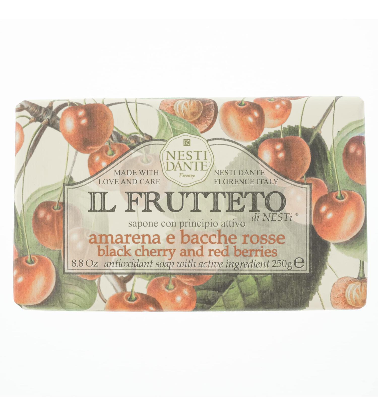 NESTI DANTE Il Frutteto Black Cherry & Red Berries Soap 250g - Luxurious Italian Artisanal Soap for All Skin Types - Shop Internationally - Buy Online on SooperMarket.com