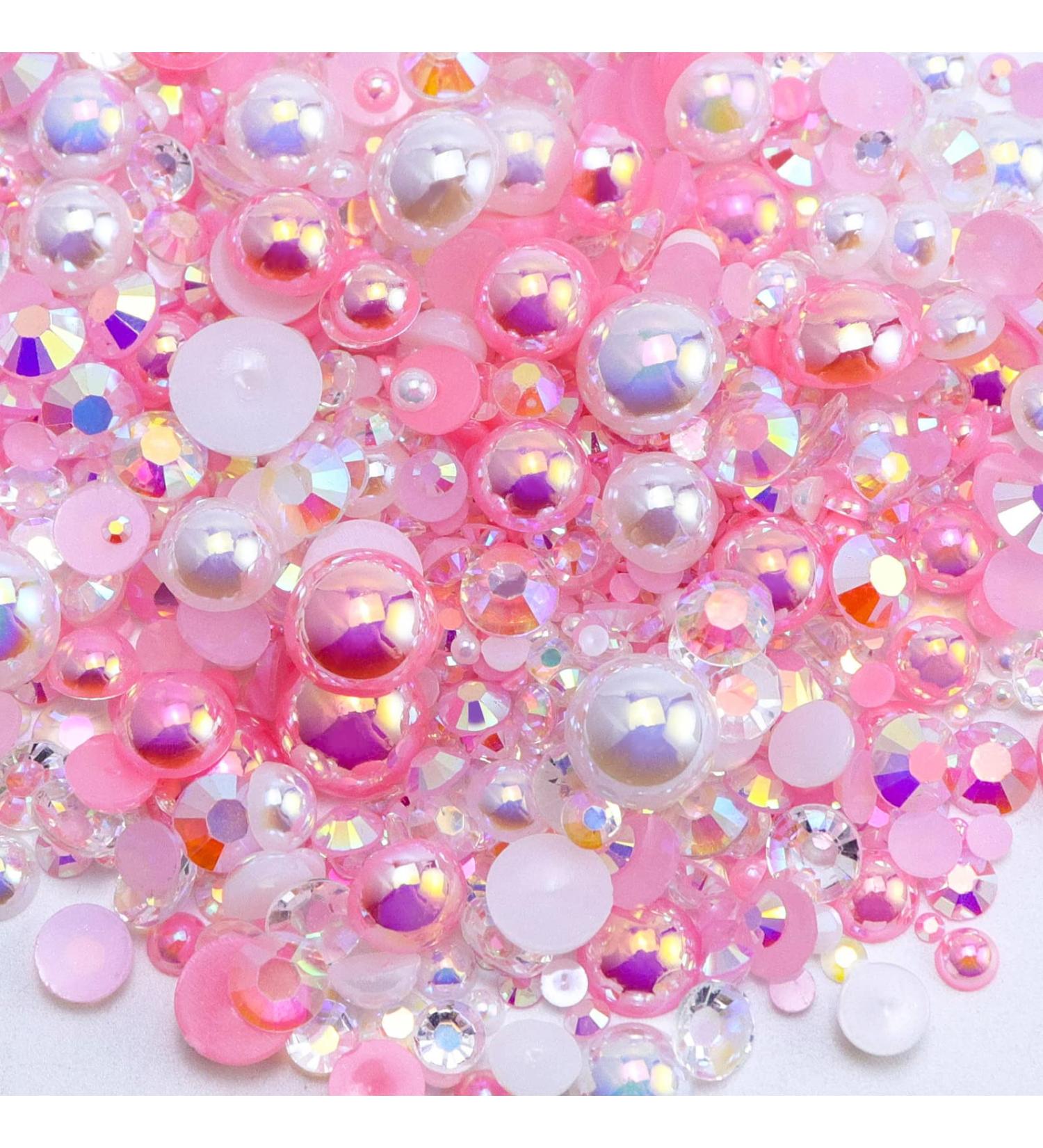 Briskbloom 3620PCS Flatback Pearls & Rhinestones Set for Crafts - 2mm-10mm Mix Rhinestones for Nails & Art - Tweezers & Wax Pen Included - White & Pink Marshmallow Blend - Buy Online on SooperMarket.com