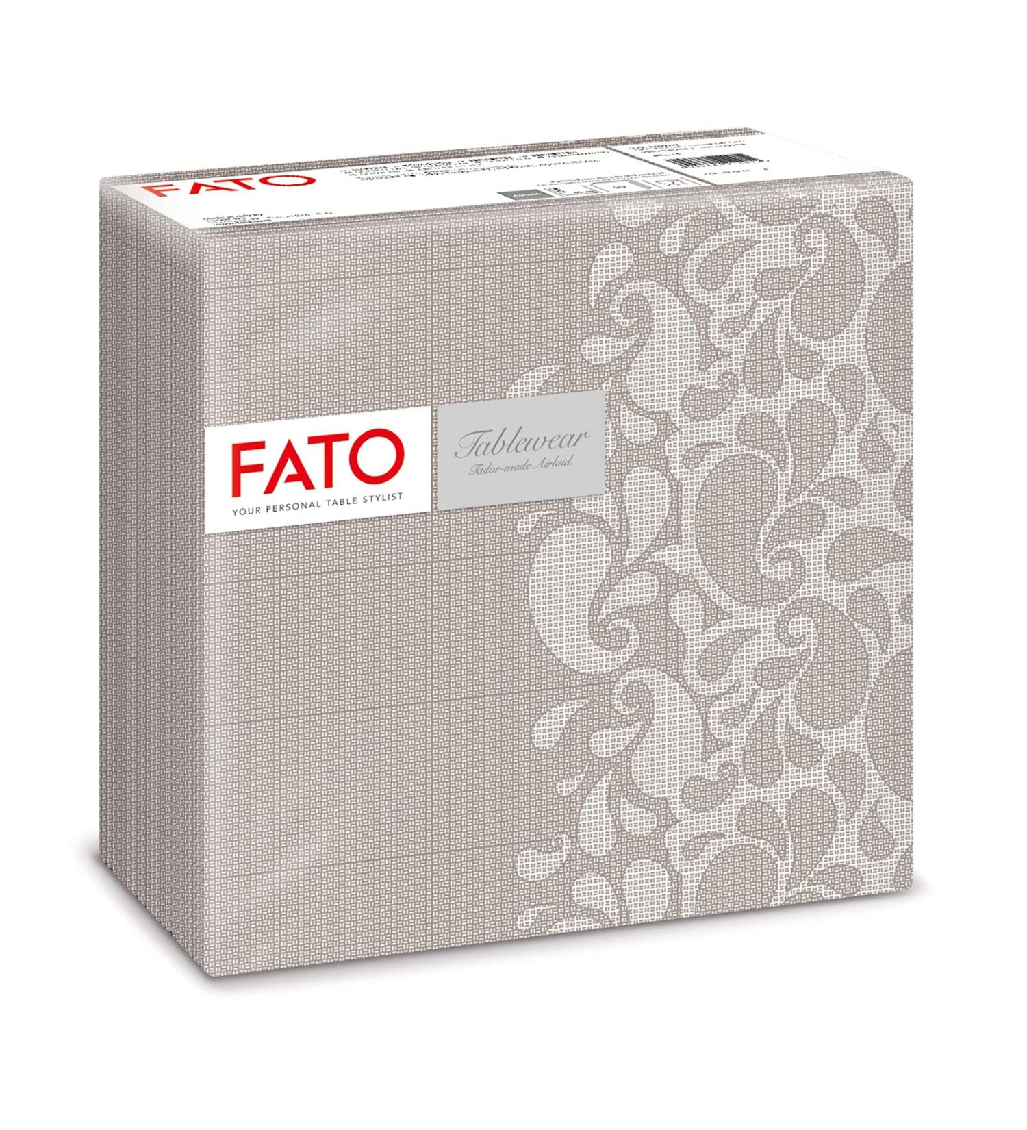 FATO Airlaid Dry Paper Napkins - 50 Pack 40x40cm Textile Effect Dove Gray Drip Design - Perfect for Elegant Events - Buy Online on SooperMarket.com
