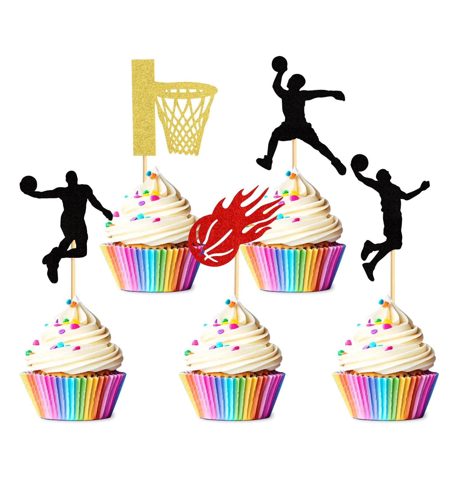 24 Basketball Theme Cupcake Picks - Sports Party Decorations & Accessories for Kids' Birthday Cakes - Buy Online on SooperMarket.com