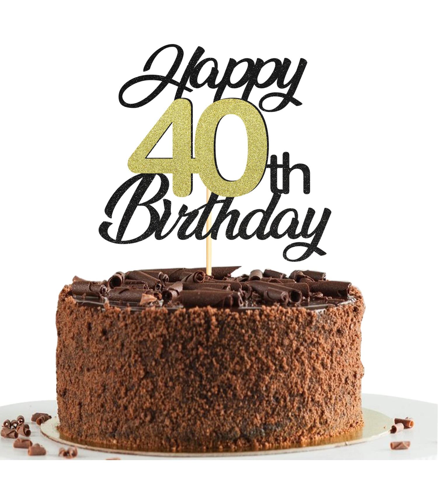 Shop Sumerk 40th Birthday Cake Attachments - Gold & Black Decorations | Perfect for Birthday Party Celebrations - Buy Online on SooperMarket.com
