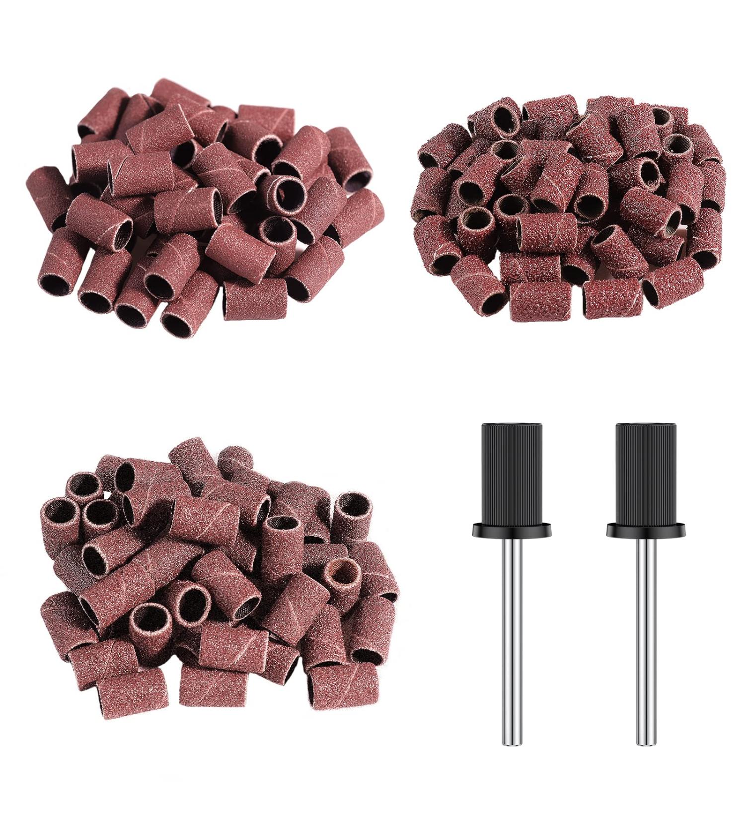 Alle's 150Pcs Nail Drill Sanding Bands Set - 80/120/180 Grits with 3/32 Nail Bits | Manicure & Pedicure Sanding Bits Kit | Christmas Gift - Buy Online on SooperMarket.com