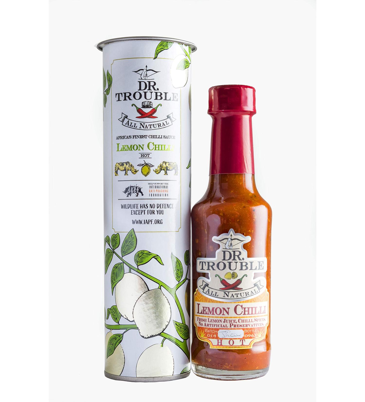 Dr Trouble Lemon Chilli Sauce HOT 125ml - Finest African Hot Sauce Gift Box - Buy Online on SooperMarket.com