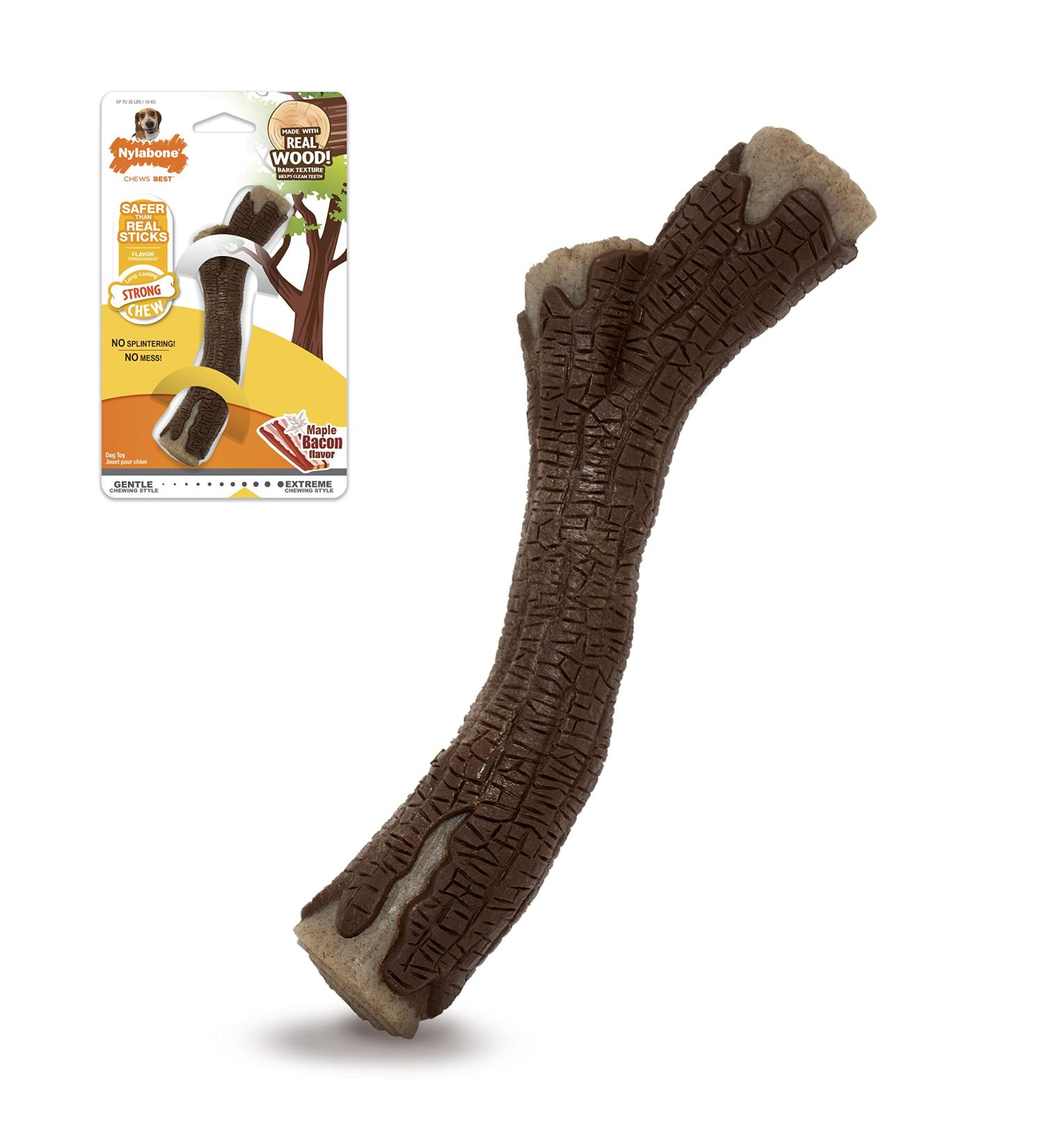 Nylabone Real Wood Stick Chew Toy - Maple Bacon Medium/Wolf Size - Buy Online on SooperMarket.com