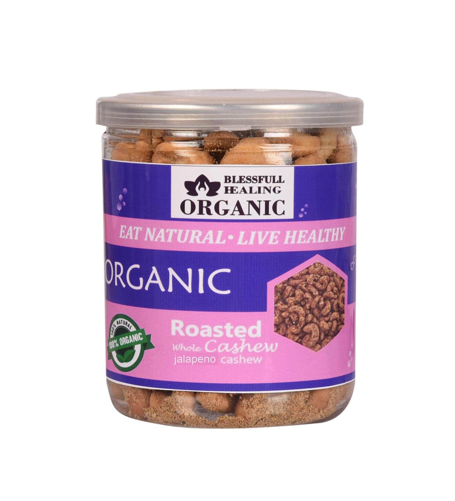 Blessfull Healing Organic Natural Vegan Jalapeno Roasted Whole Cashew Nuts Crunchy Kaju 300 Gram - Buy Online on SooperMarket.com