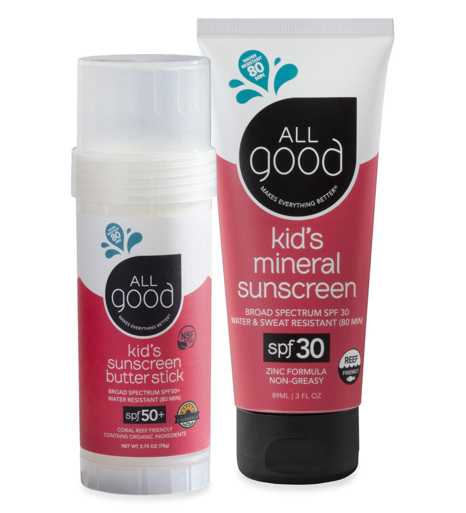 Baby & Kids Mineral Sunscreen Set - SPF 50 Butter Stick & SPF 30 Lotion, UVA/UVB Broad Spectrum, Coral Reef Friendly, Water Resistant - Zinc Oxide Formula - Buy Online on SooperMarket.com