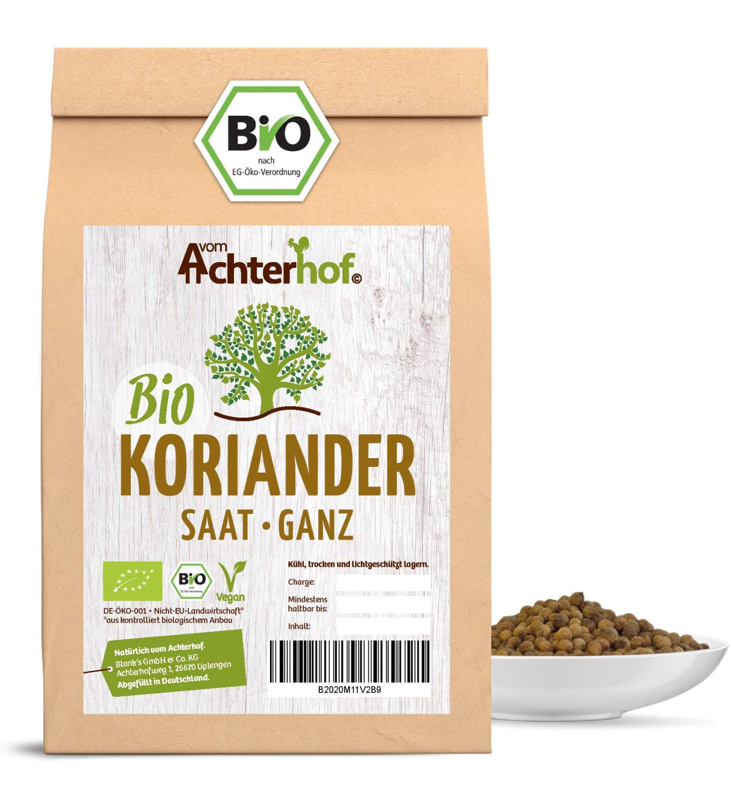Buy Organic Coriander Seeds Whole (100g) - Achterhof - 100% Natural & Pure Organic Spice for International Shipping - Buy Online on SooperMarket.com