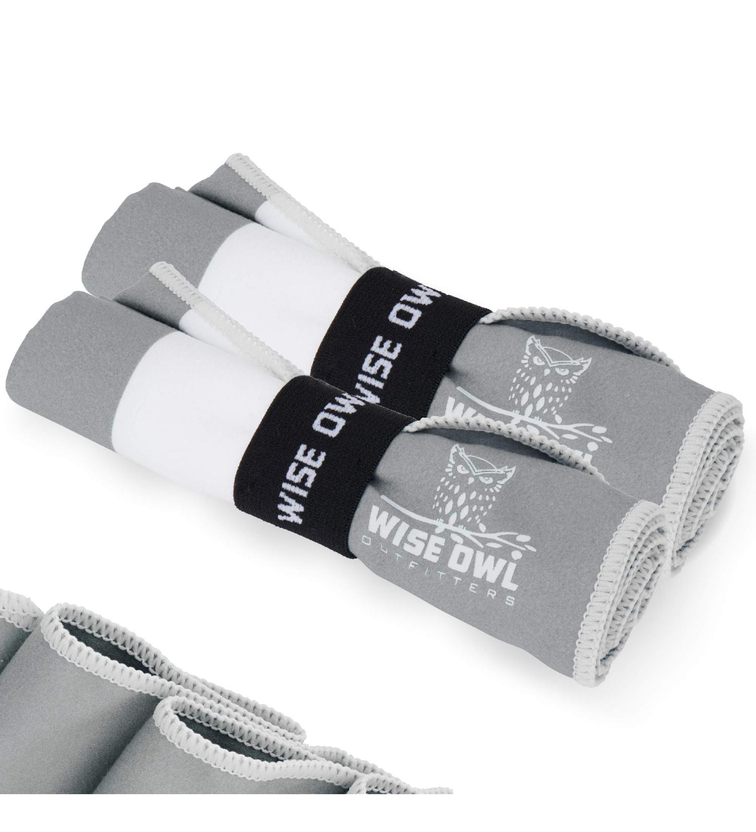 Wise Owl Outfitters Quick Dry Microfiber Beach and Yoga Towel 2PK - Grey Small Towel for Beach, Pool, Yoga, Swim - Ideal for Hand, Face, and Body - Buy Online on SooperMarket.com