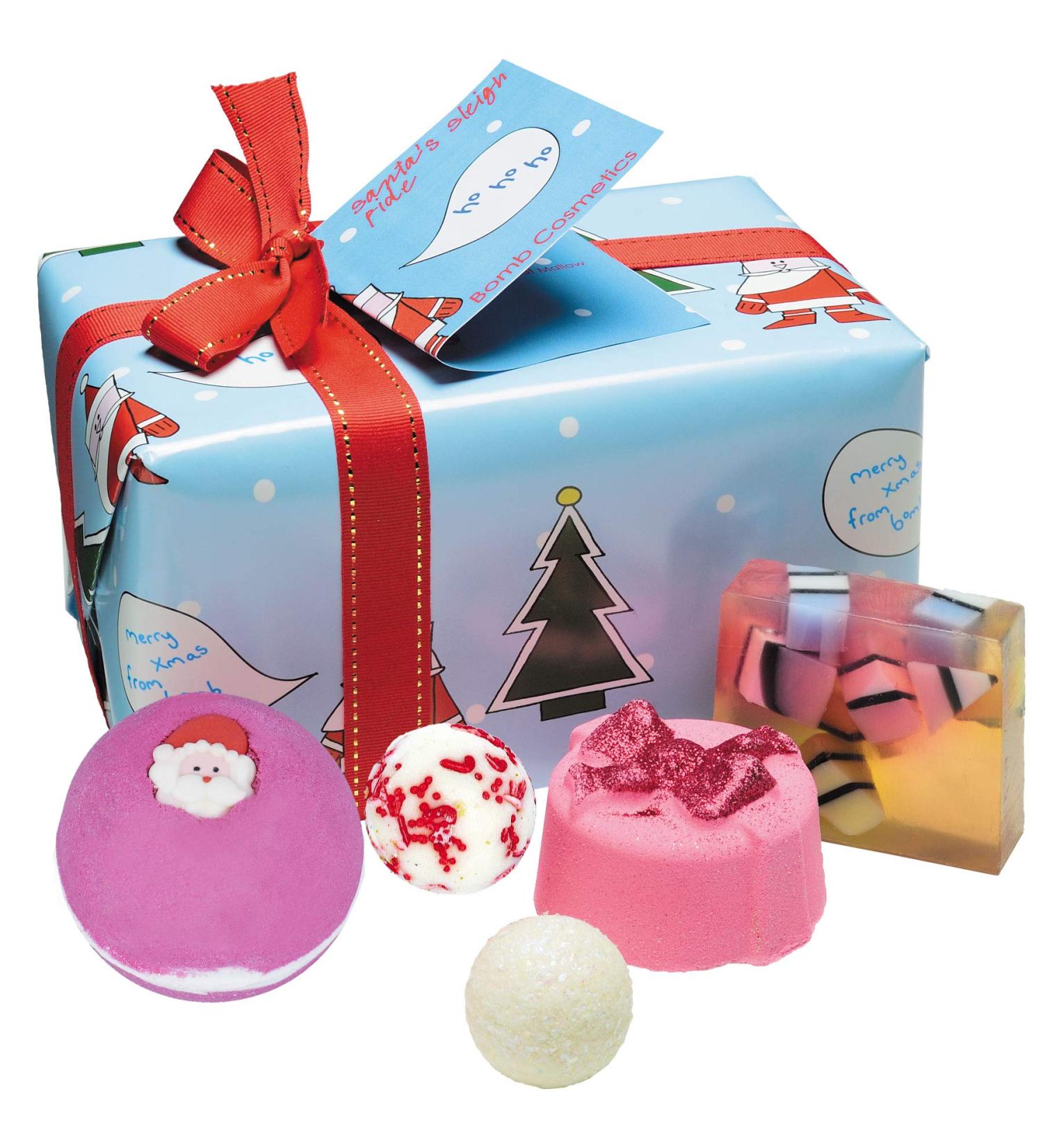 Bomb Cosmetics Santa's Sleigh Ride Gift Pack - Handmade Bath and Body Set (480g) - 5-Piece Assorted Contents - Perfect Holiday Gift - Buy Online on SooperMarket.com