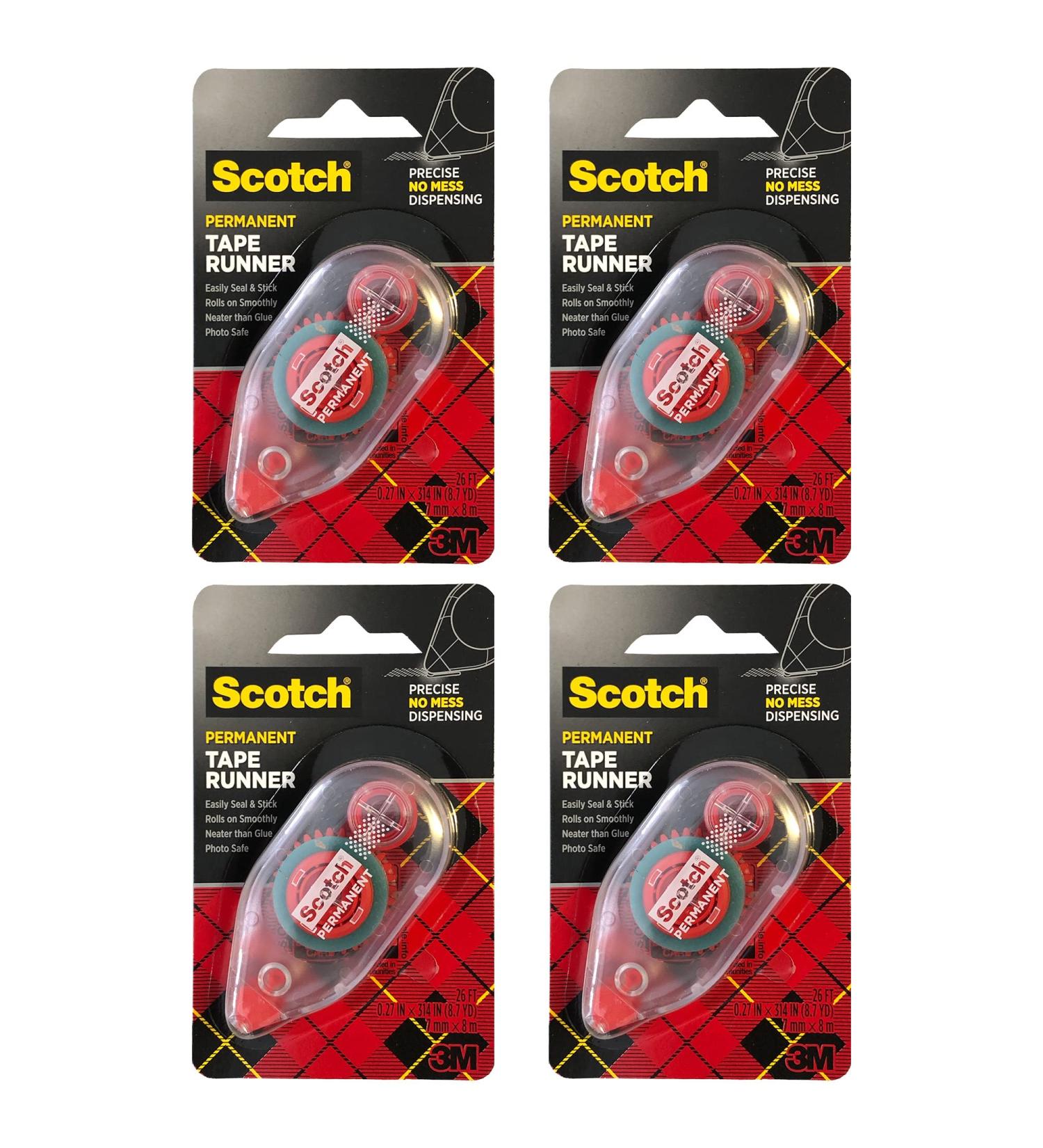 Scotch 3M Scotch Double Sided Adhesive Roller 7 mm x 8 m Red 4 Pack - Buy Online on SooperMarket.com